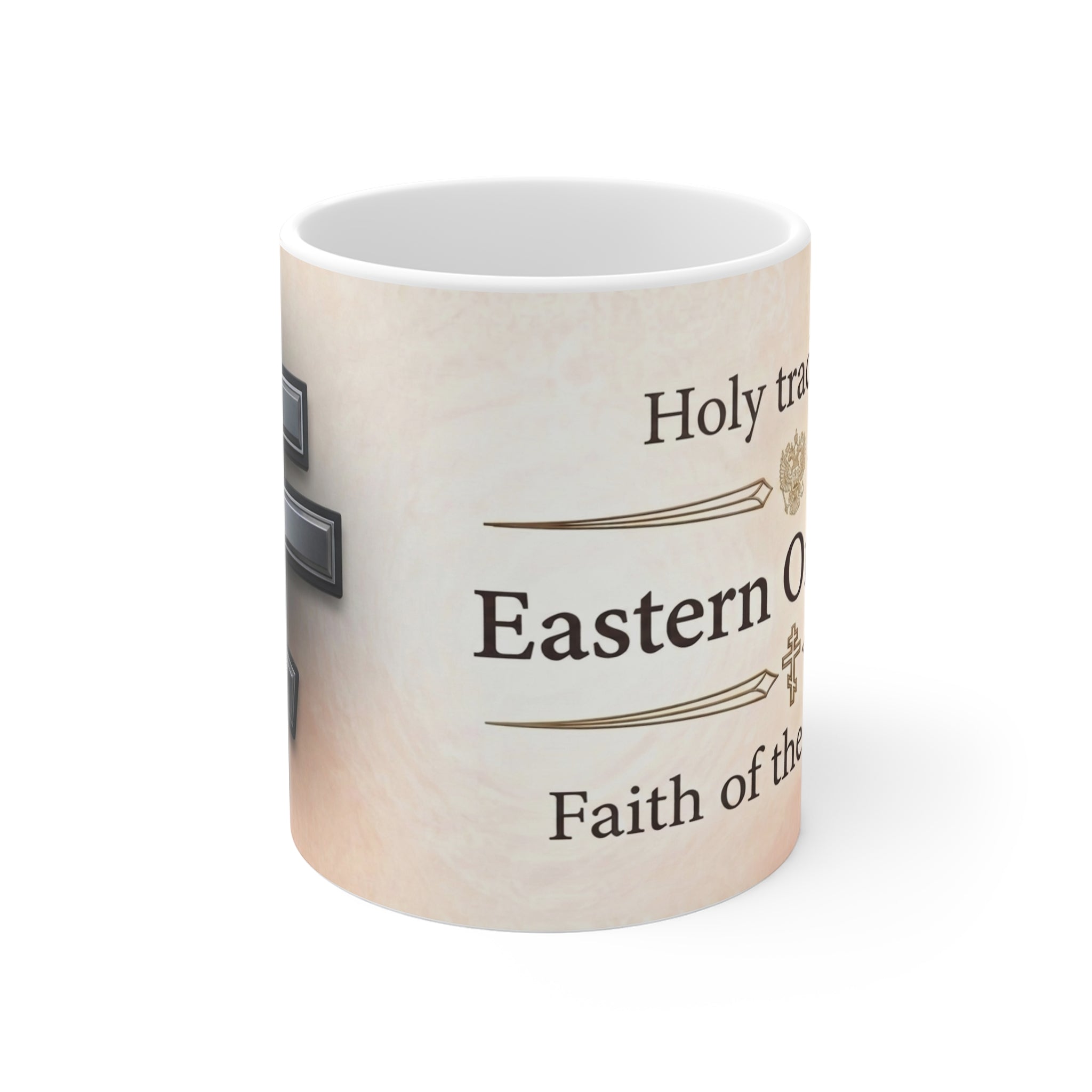 Black Orthodox Cross Orthodox Christian White Coffee Mug — Orthodox Mug Gift