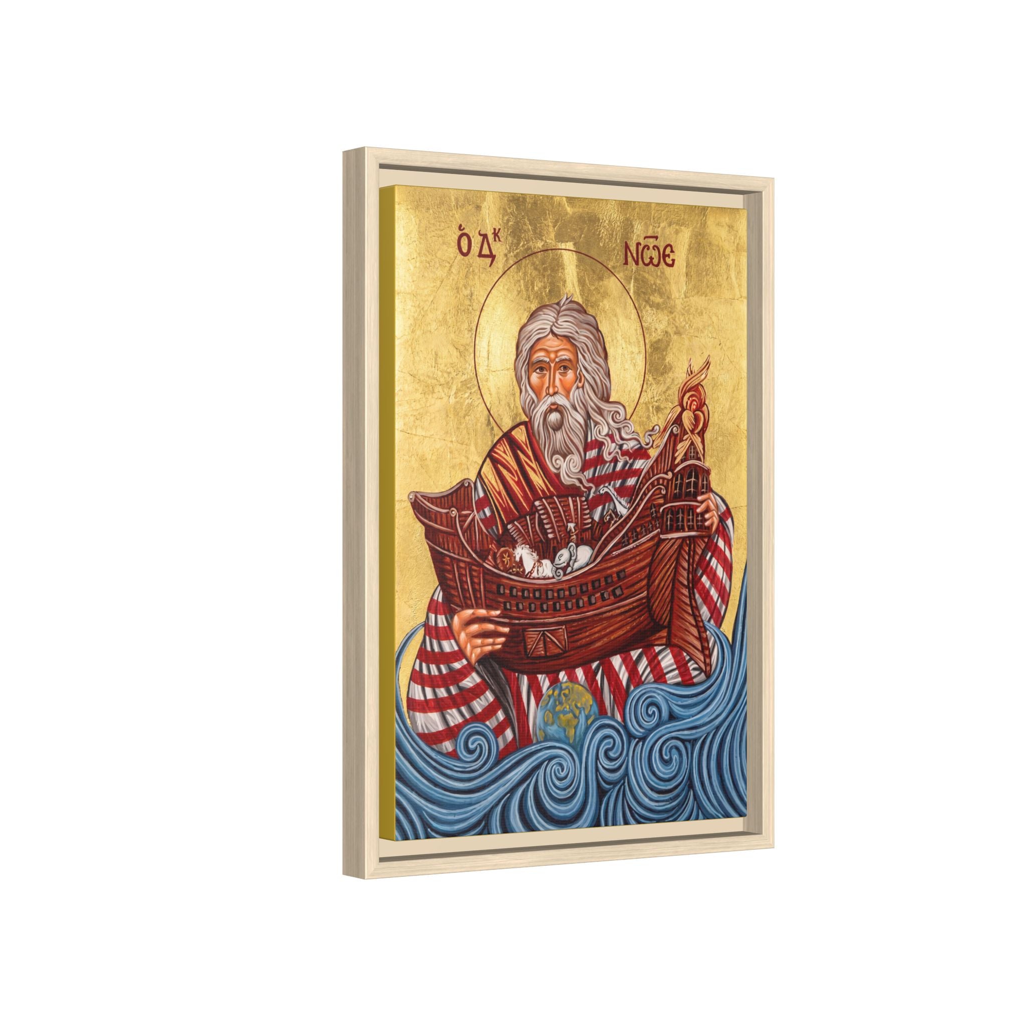 Framed canvas icon of Saint Noah the Righteous, traditional Orthodox Christian artwork