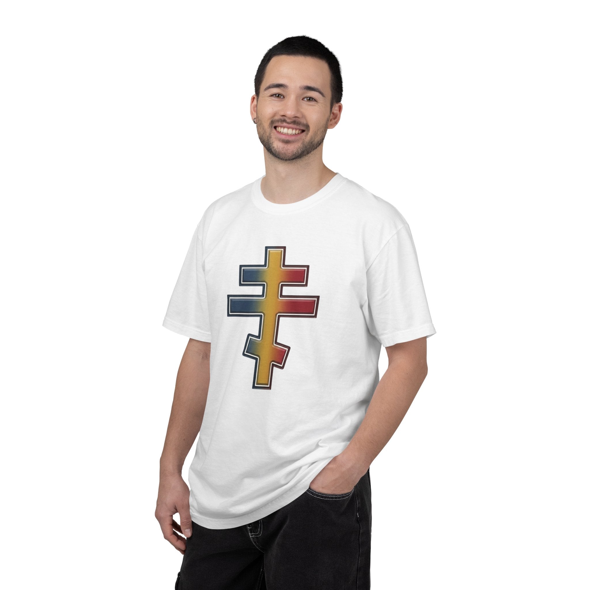 Moldovan Orthodox Cross design on a heavyweight garment-dyed t-shirt