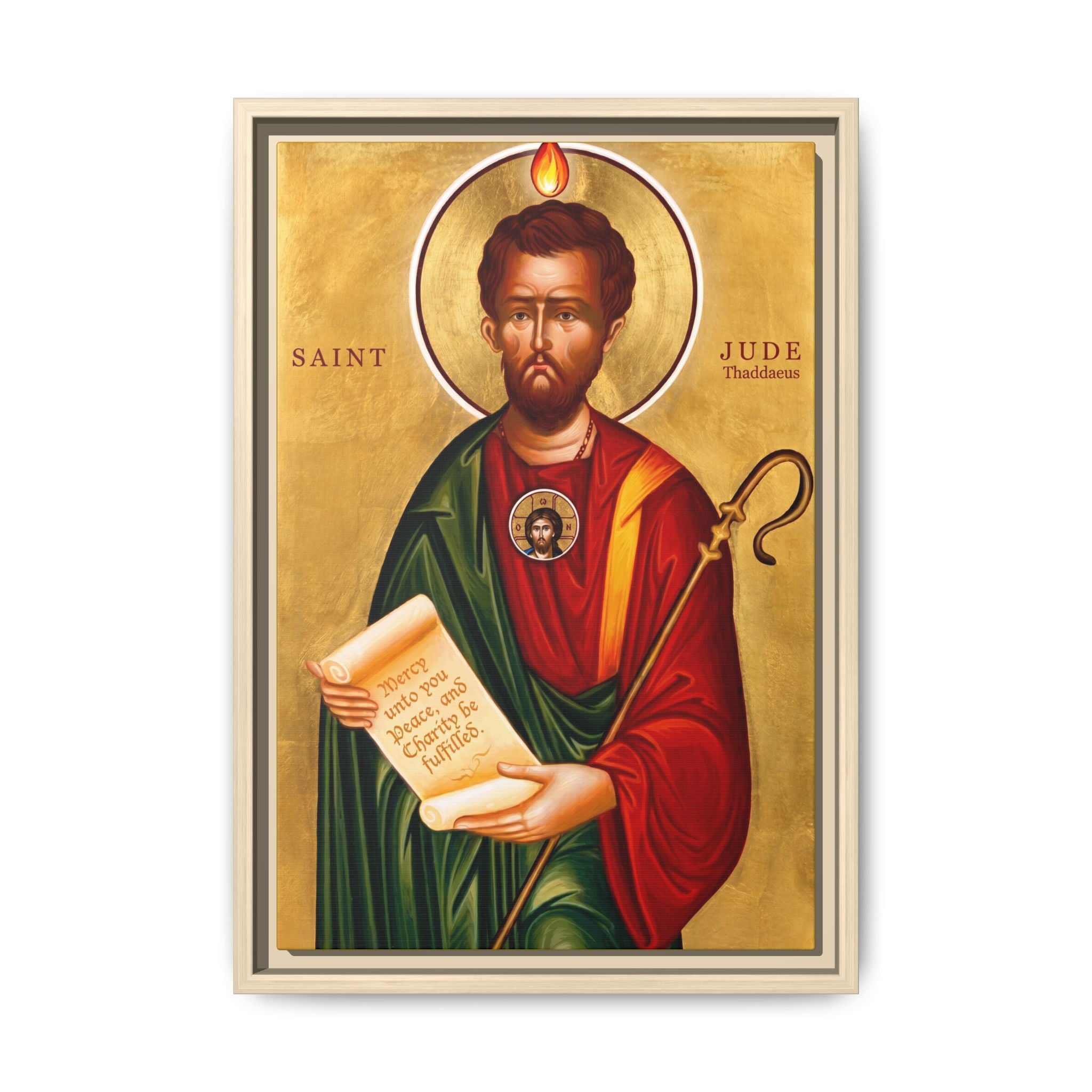 Framed canvas icon of Saint Jude Thaddeus the Apostle, traditional Orthodox Christian artwork