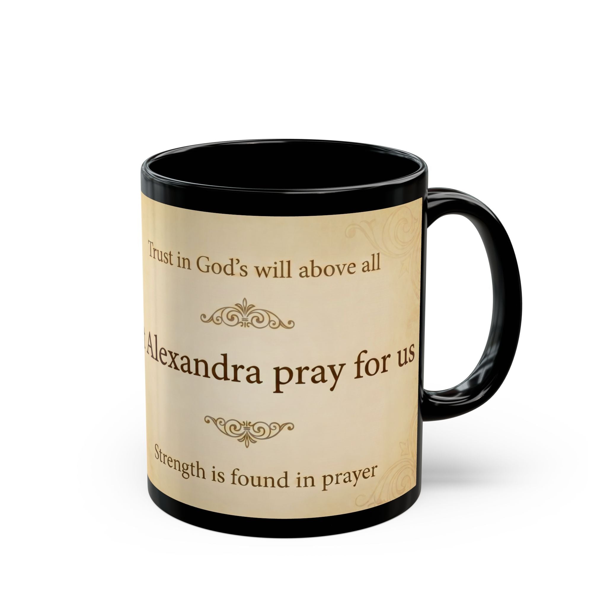 Saint Alexandra Feodorovna Orthodox Christian Black Coffee Mug — Christian Coffee Mug