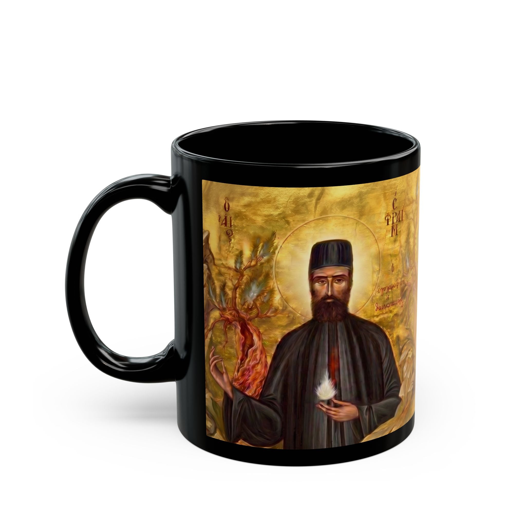 Saint Ephraim of Nea Makri Orthodox Christian Black Coffee Mug — Orthodox Christian Gift