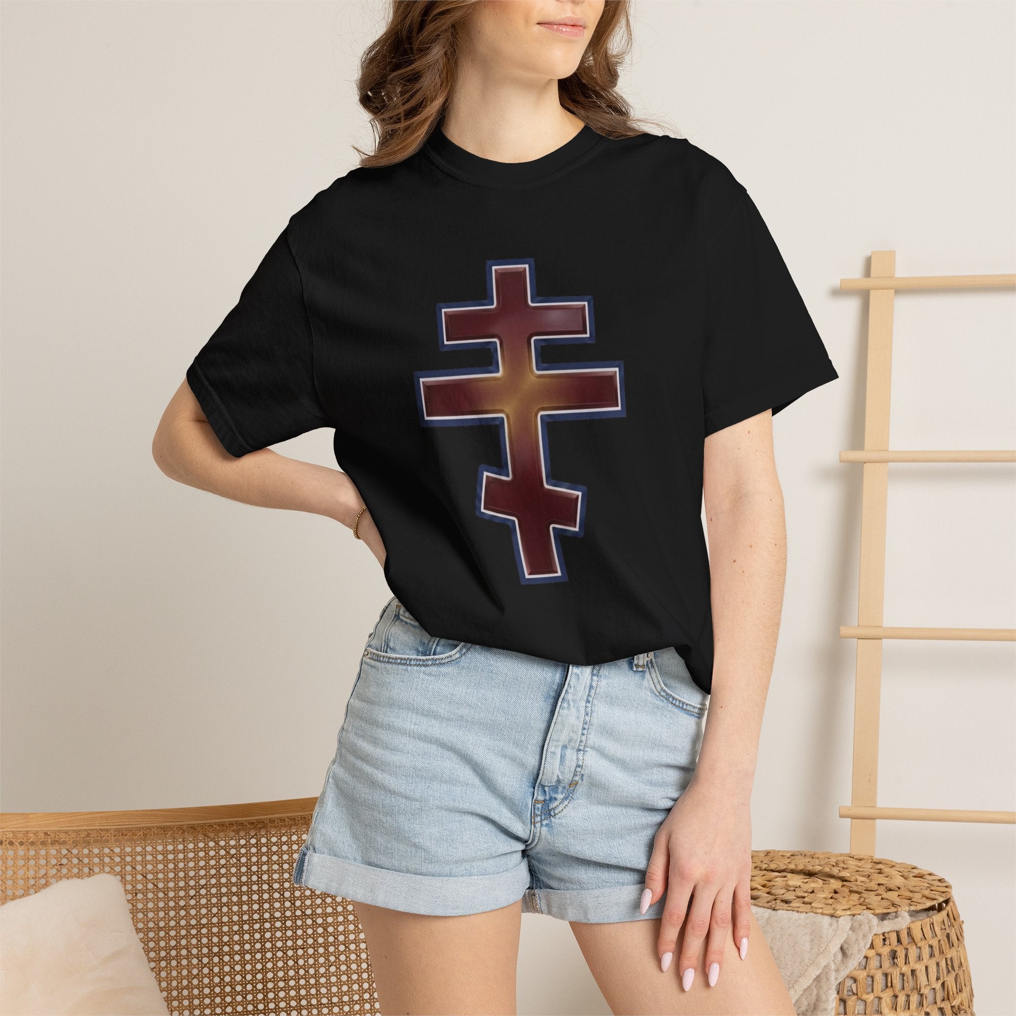 Antiochian Orthodox Cross design on a heavyweight garment-dyed t-shirt
