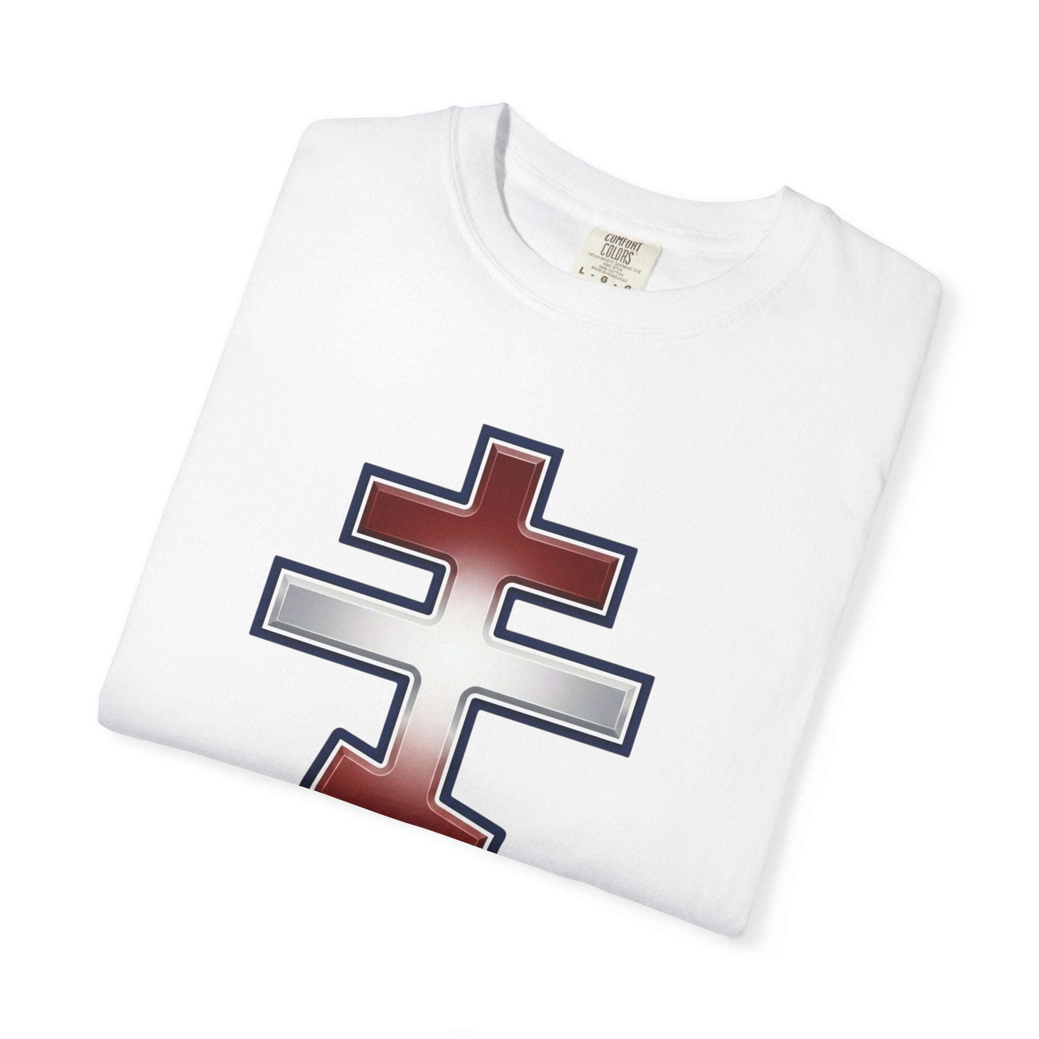 Lebanese Orthodox Cross design on a heavyweight garment-dyed t-shirt