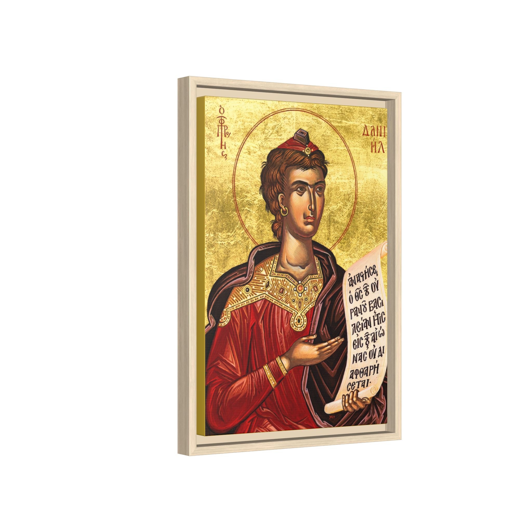 Framed canvas icon of Holy Prophet Daniel, traditional Orthodox Christian artwork