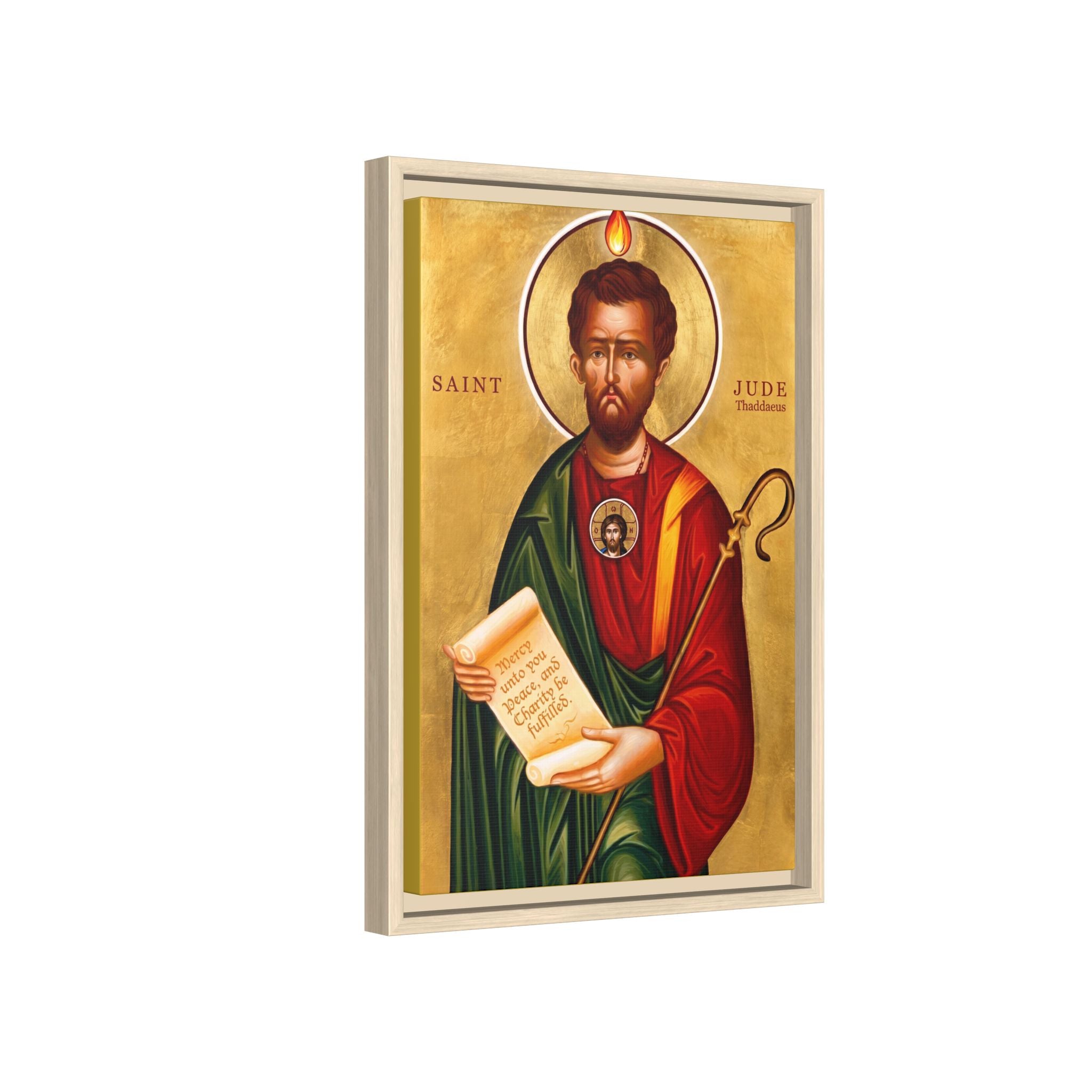 Framed canvas icon of Saint Jude Thaddeus the Apostle, traditional Orthodox Christian artwork