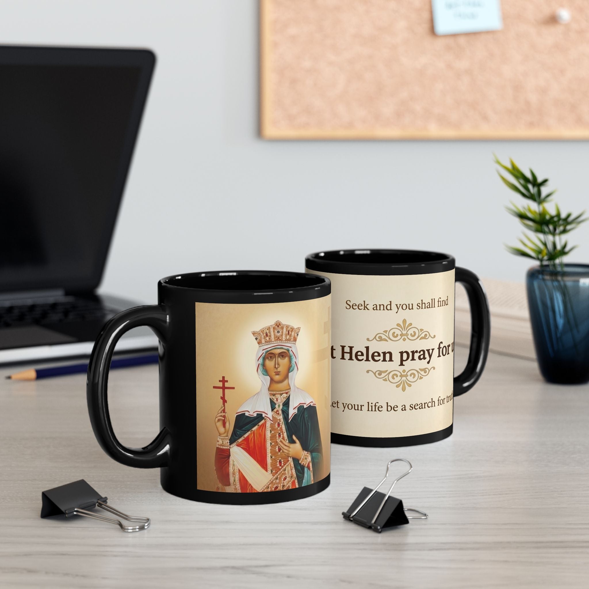 Saint Helen Orthodox Christian Black Coffee Mug — Gift for Orthodox Christians