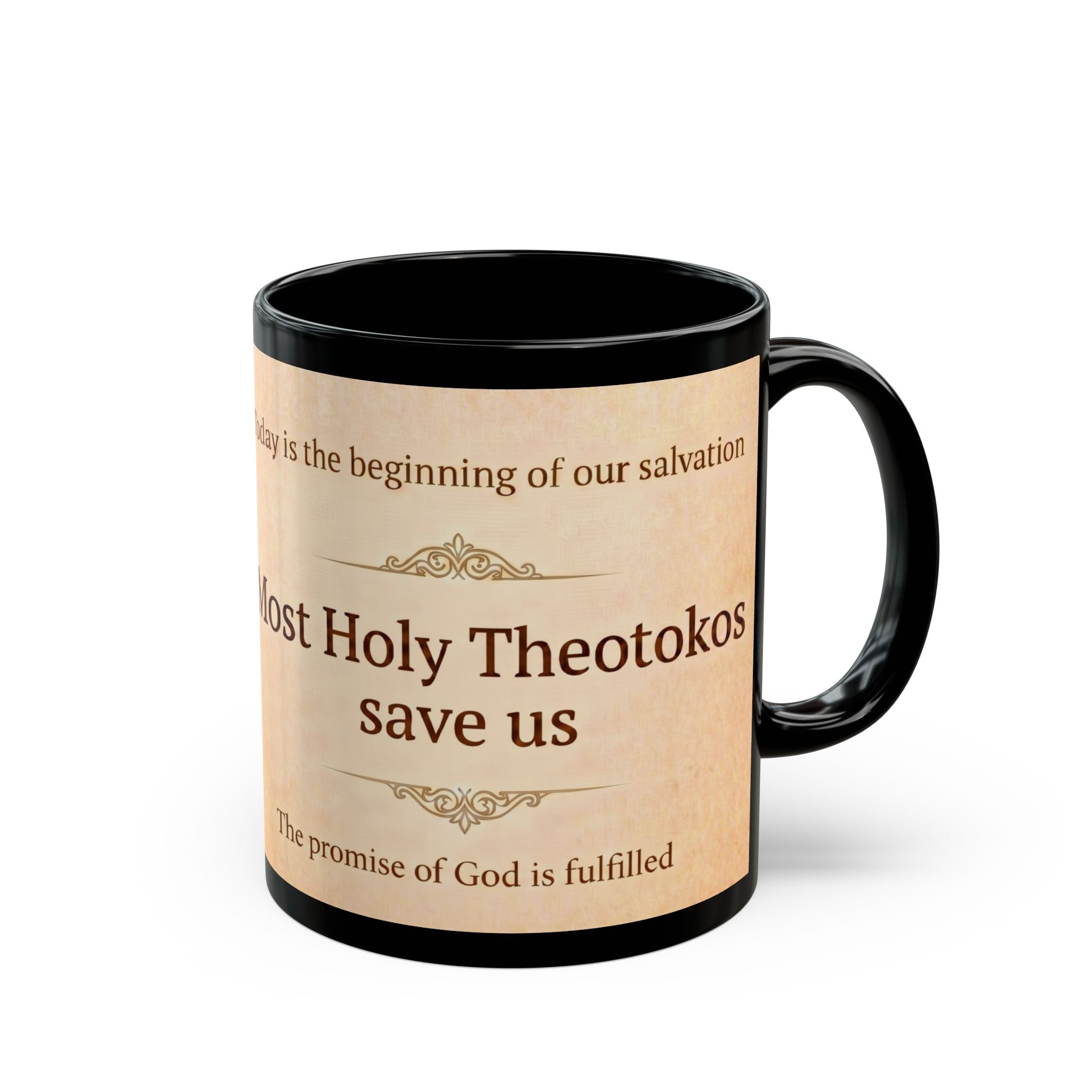 Nativity of the Theotokos Orthodox Christian Black Coffee Mug — Orthodox Christian Mug