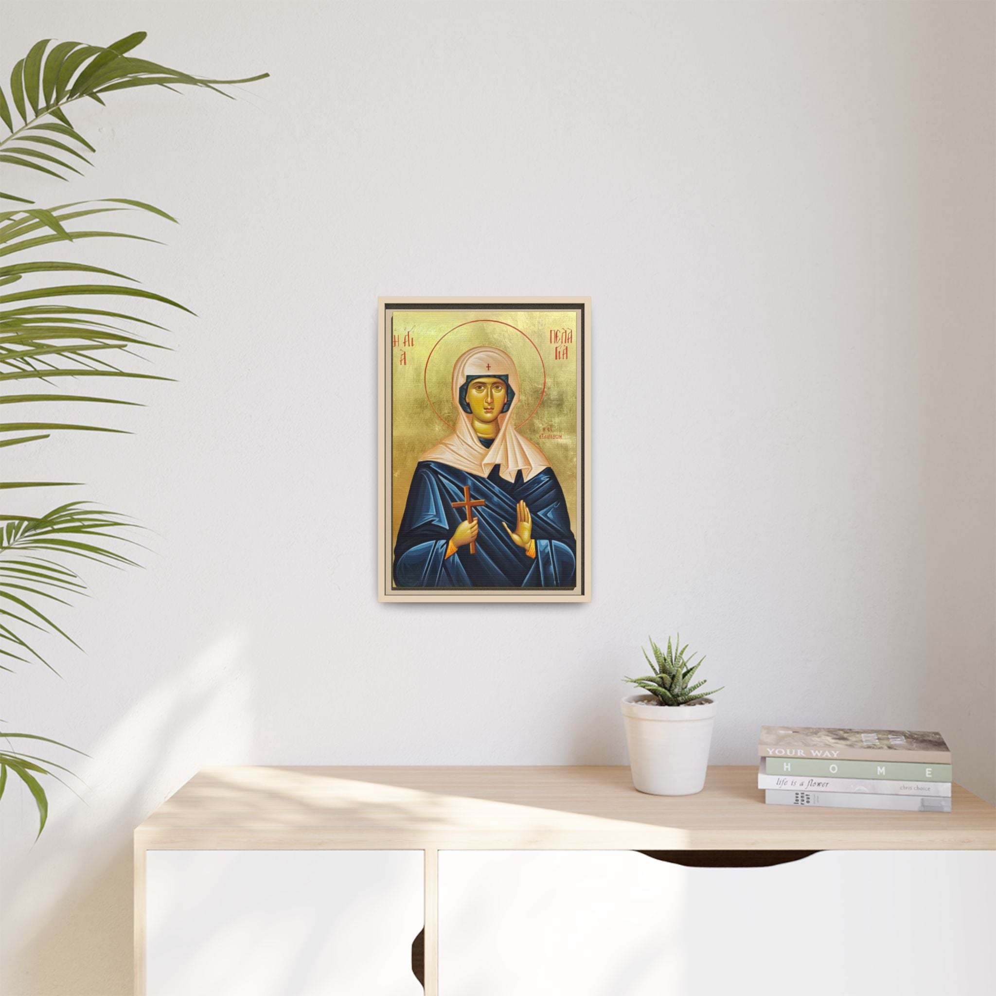 Framed canvas icon of Saint Pelagia the Penitent, traditional Orthodox Christian artwork