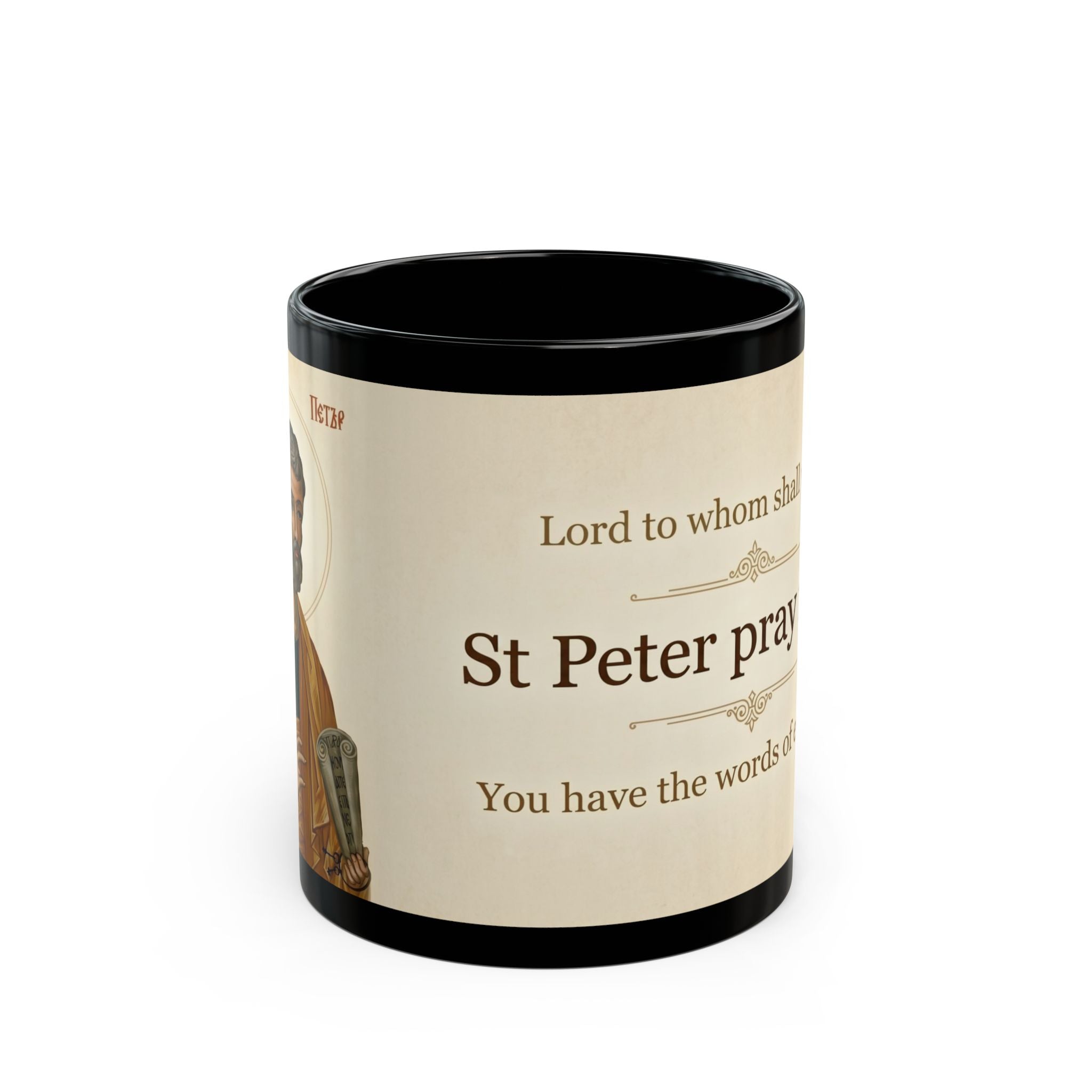 Saint Peter the Apostle Orthodox Christian Black Coffee Mug — Orthodox Mug Gift