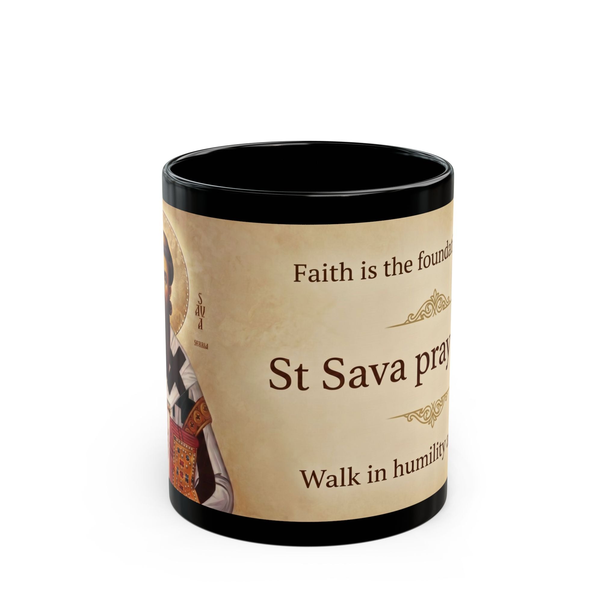 Saint Sava of Serbia Orthodox Christian Black Coffee Mug — Orthodox Christian Mug