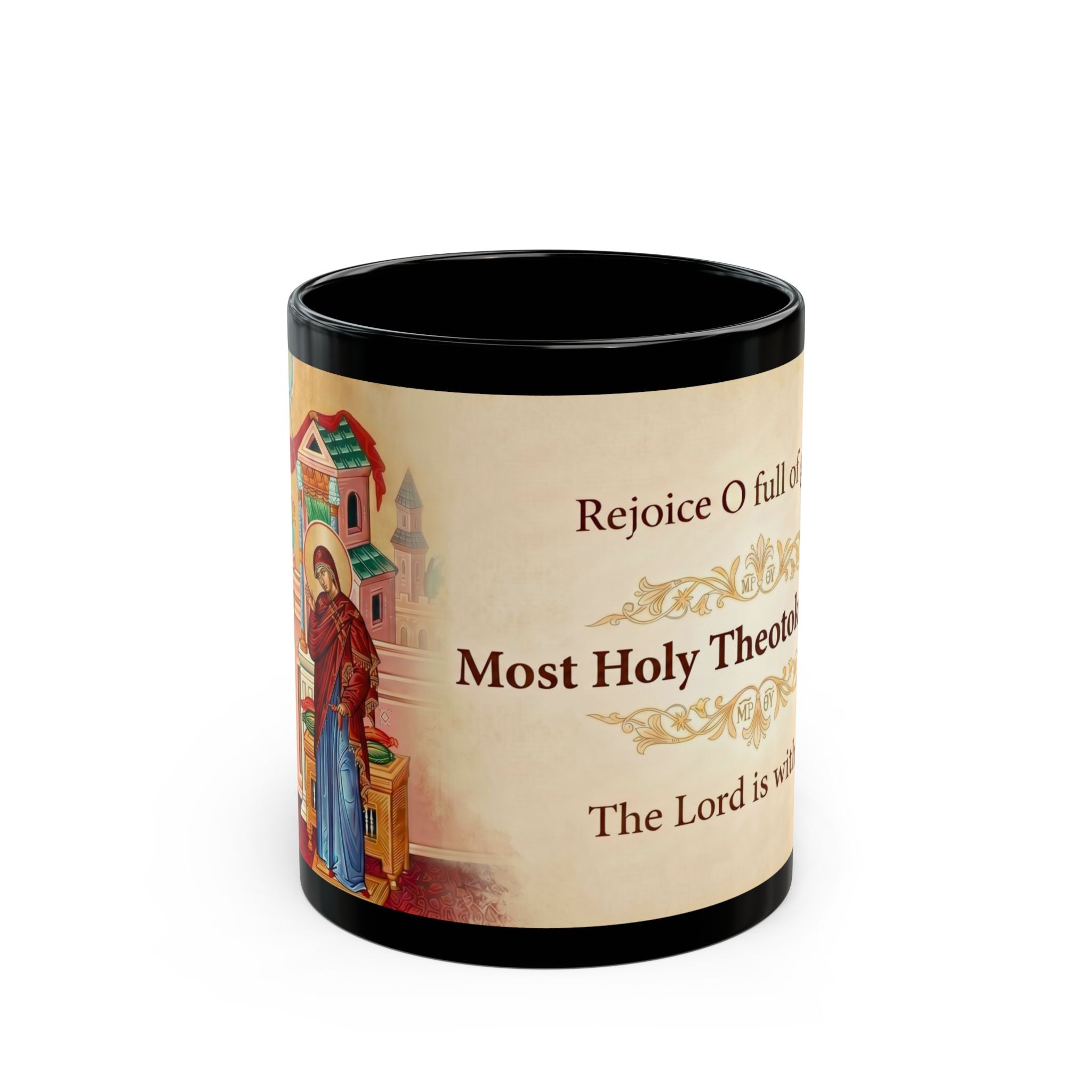 Annunciation Orthodox Christian Black Coffee Mug — Orthodox Christian Mug