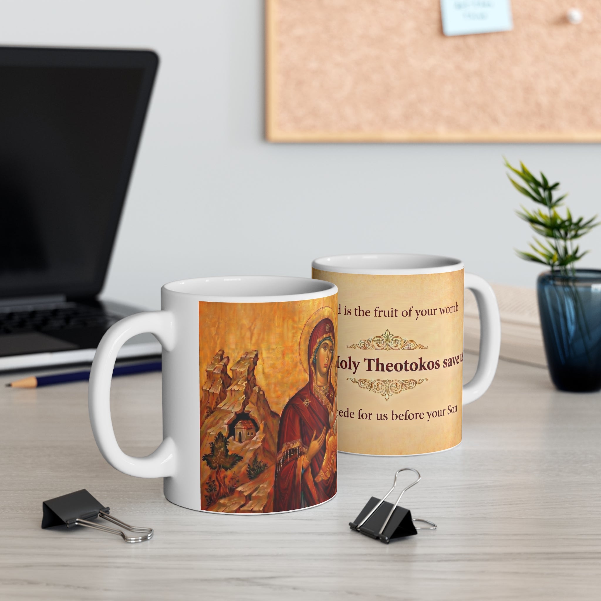 Theotokos of Tikhvin Orthodox Christian Coffee Mug — Christian Gift Idea