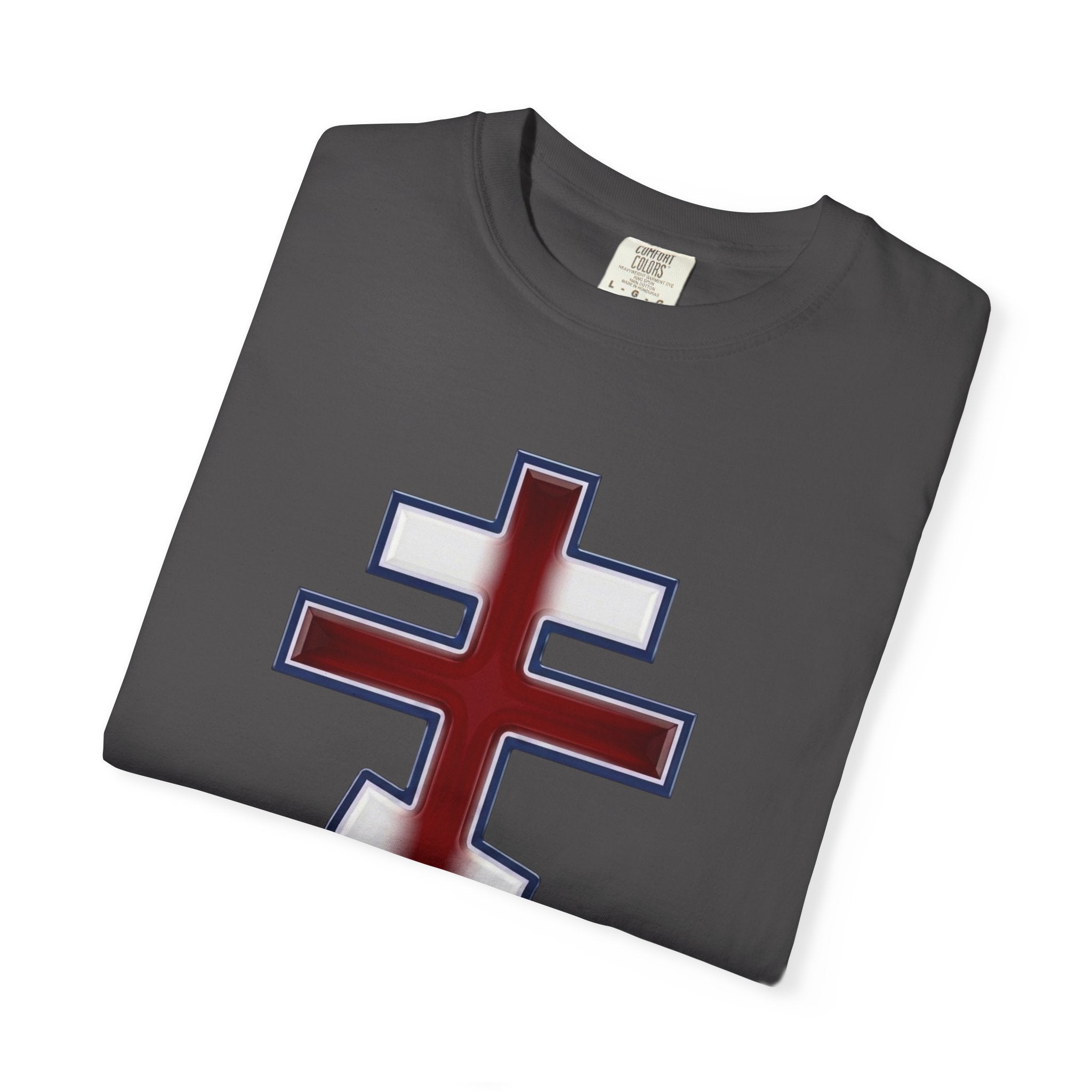 United Kingdom Orthodox Cross design on a heavyweight garment-dyed t-shirt