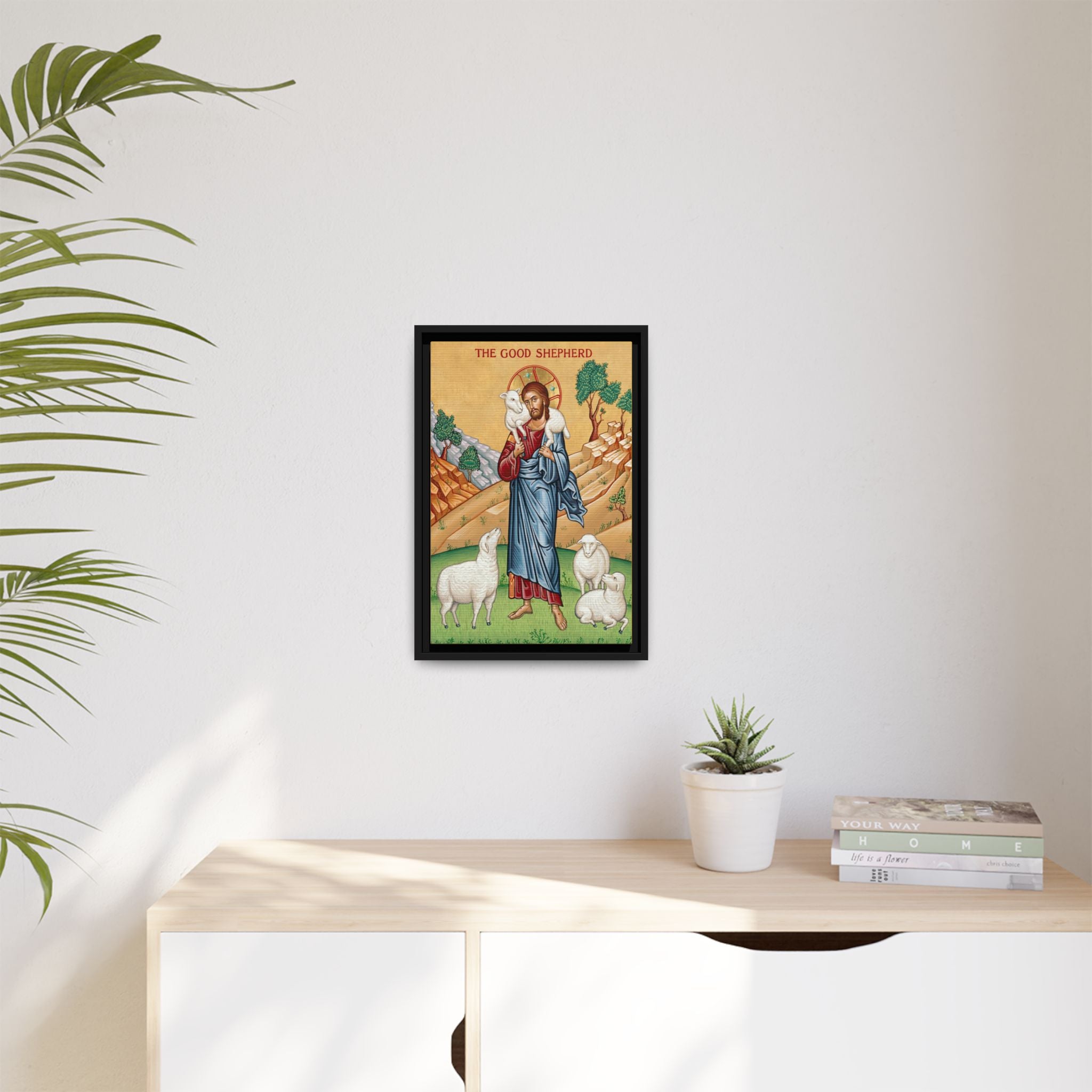 Christ The Good Shepherd Framed Canvas Icon