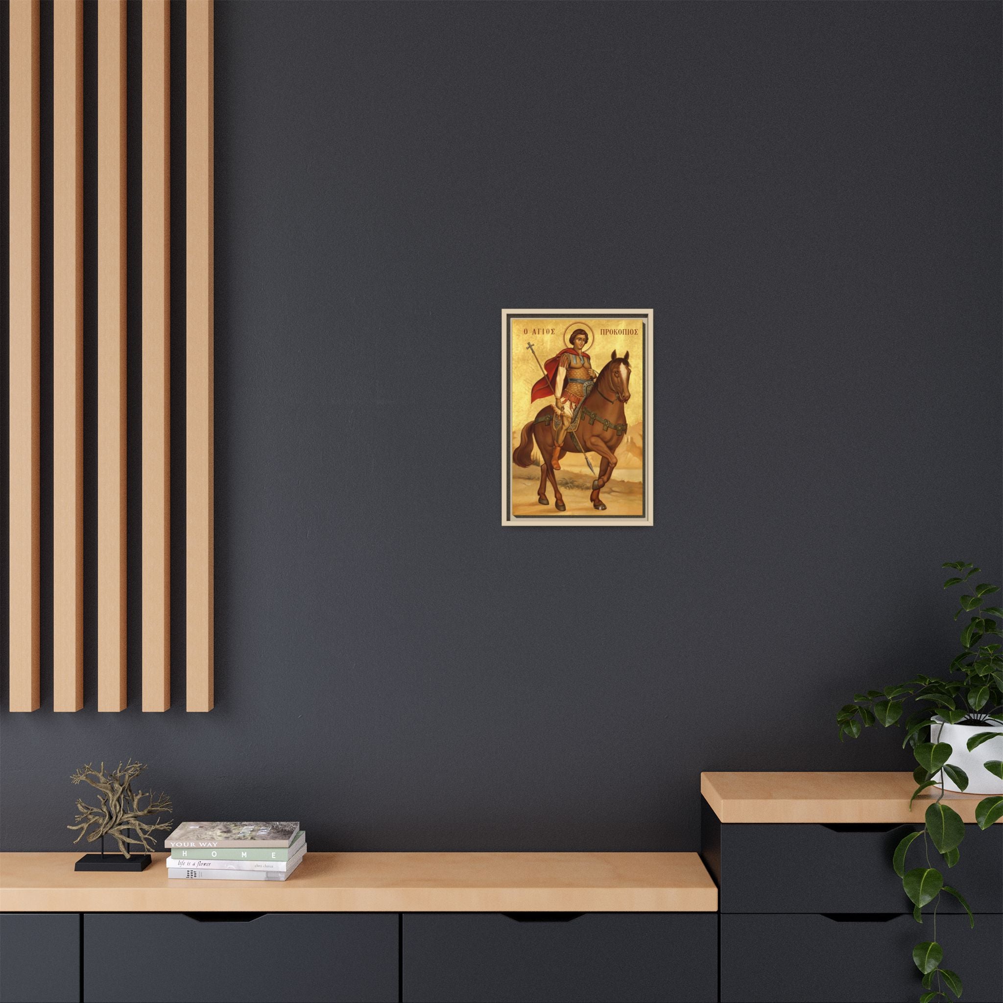 Framed canvas icon of Saint Procopius the Great Martyr, traditional Orthodox Christian artwork