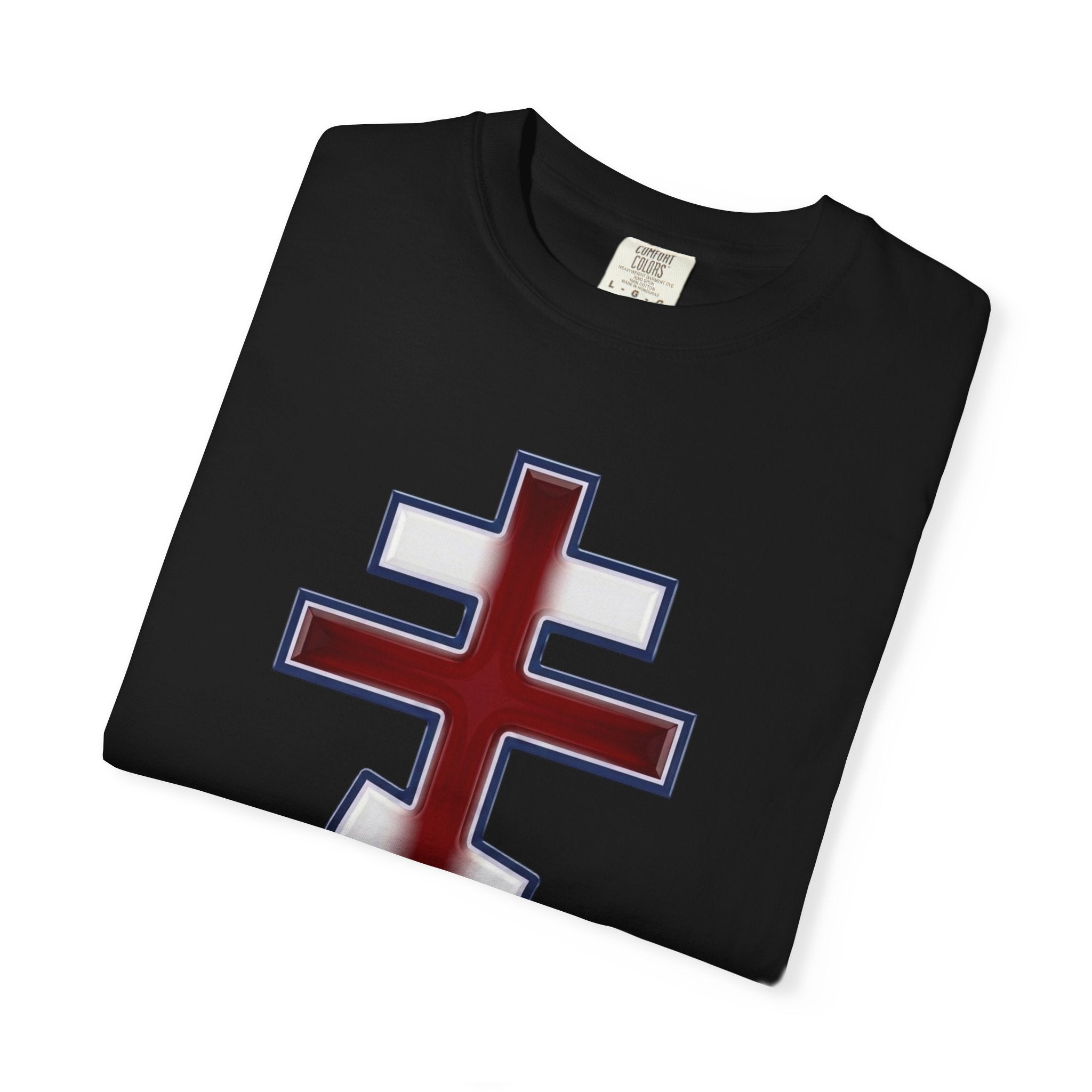 United Kingdom Orthodox Cross design on a heavyweight garment-dyed t-shirt