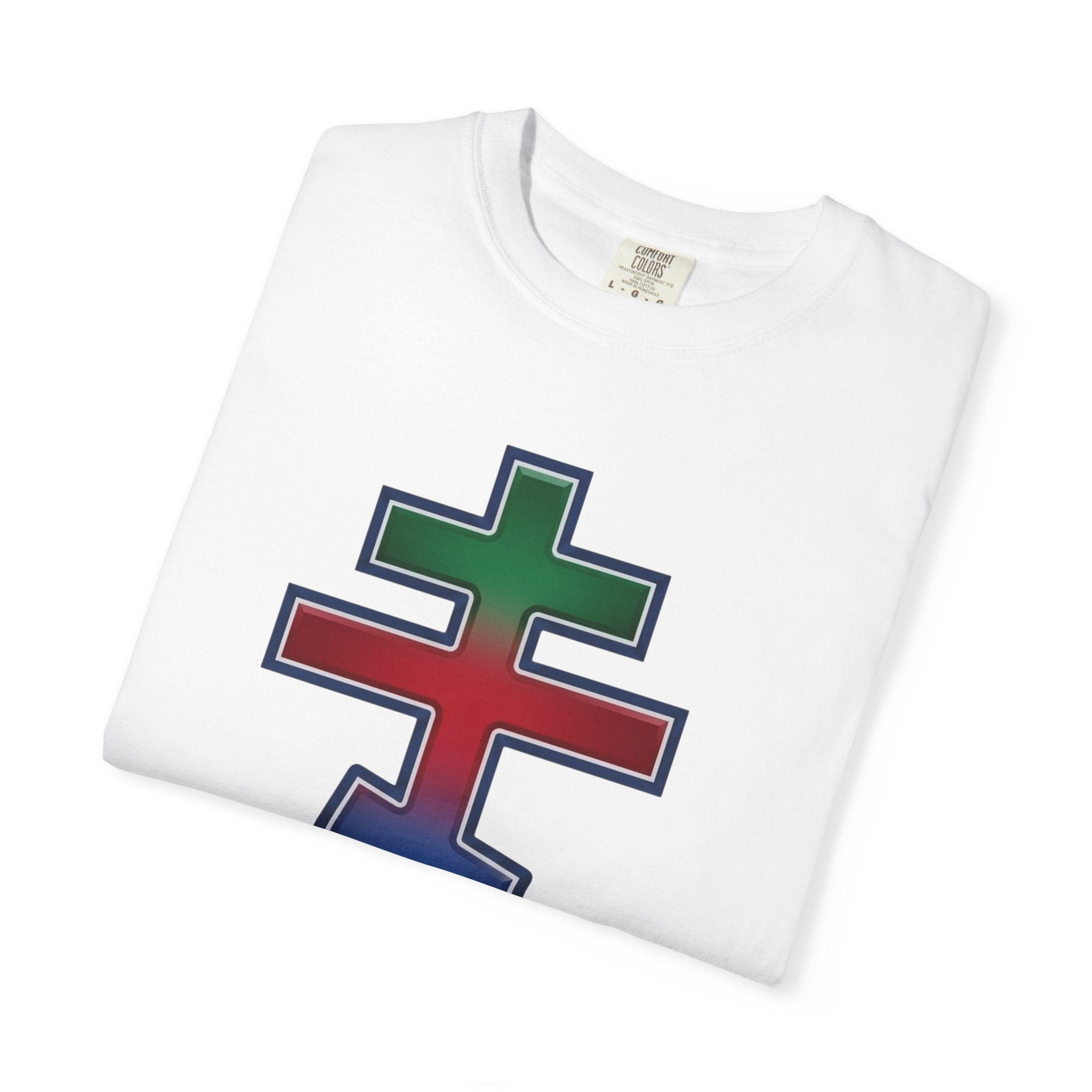 Eritrean Orthodox Cross design on a heavyweight garment-dyed t-shirt