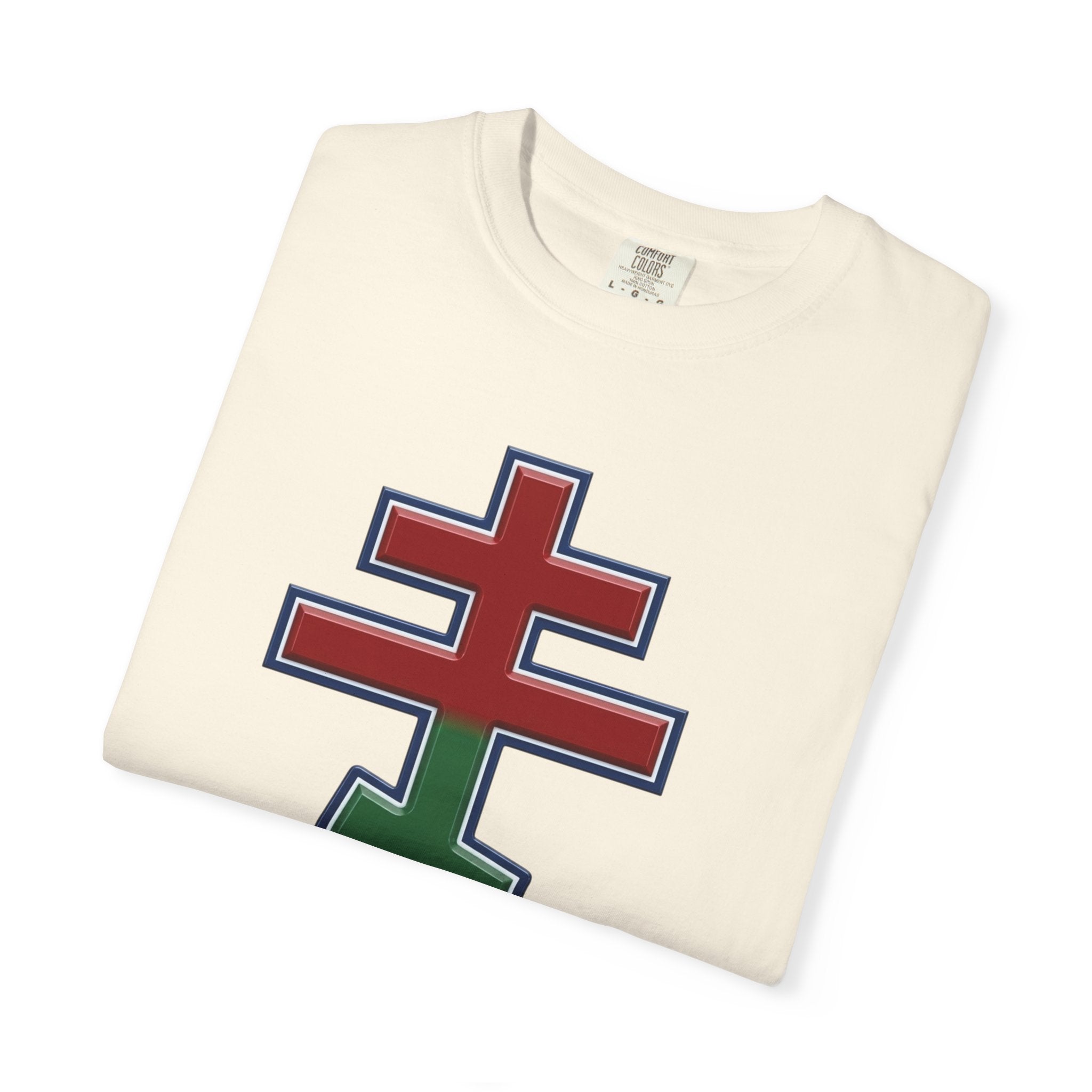 Belarusian Orthodox Cross design on a heavyweight garment-dyed t-shirt
