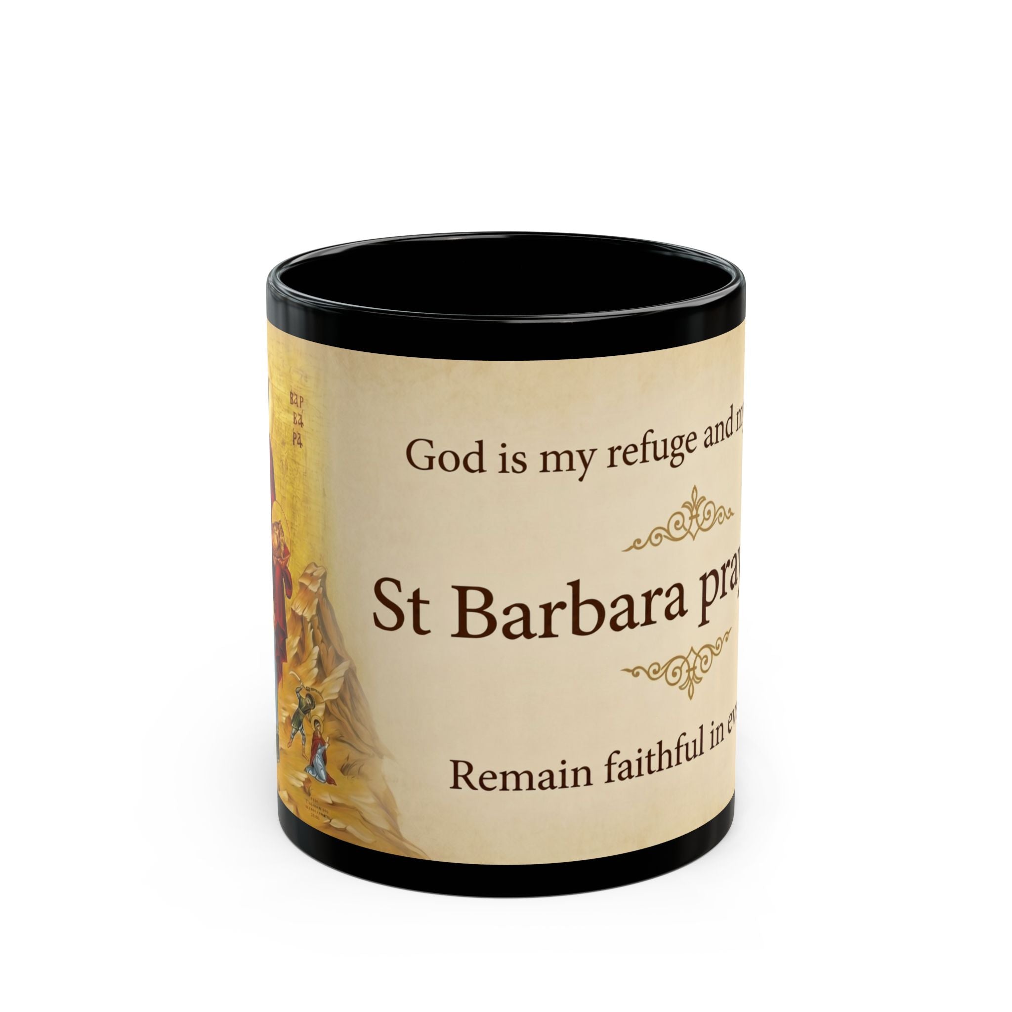 Saint Barbara the Great Martyr Orthodox Christian Black Coffee Mug — Orthodox Christian Mug