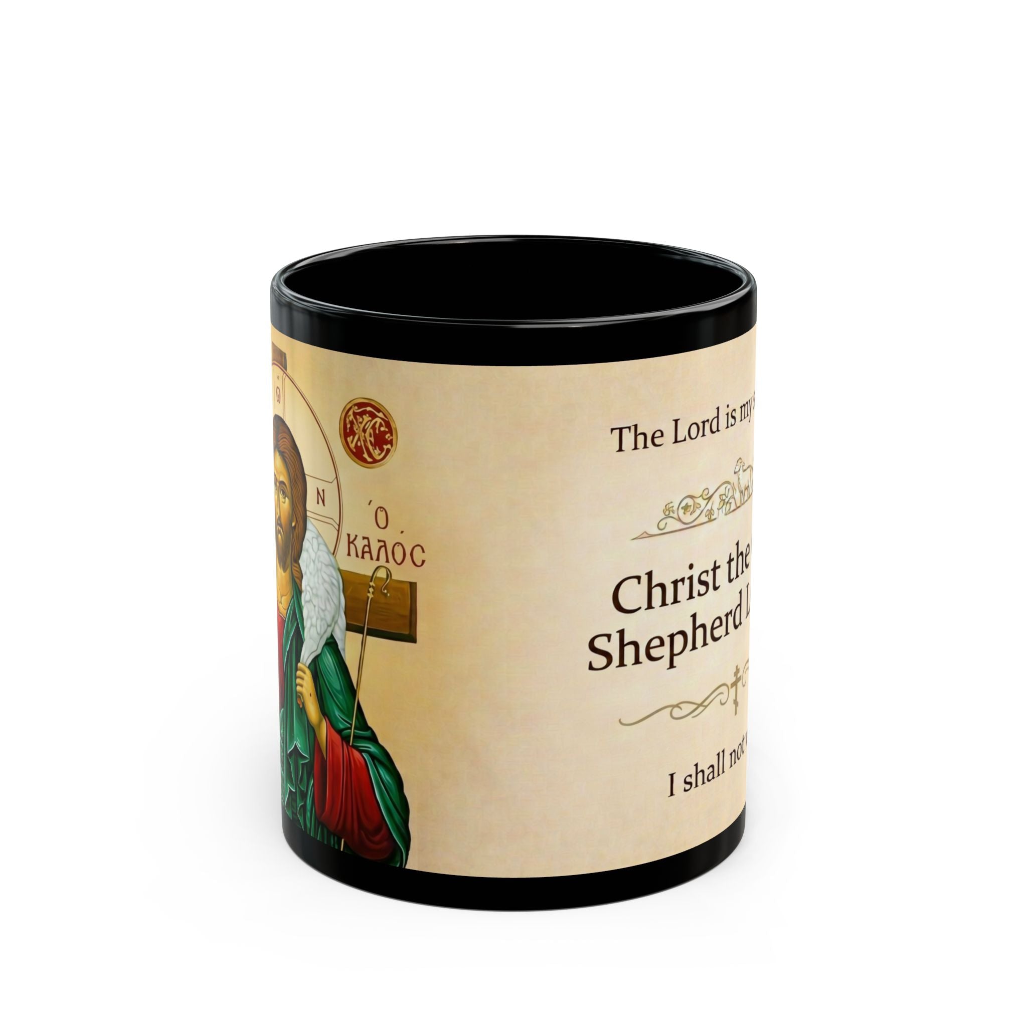 Christ the Good Shepherd Orthodox Christian Black Coffee Mug — Orthodox Christian Mug