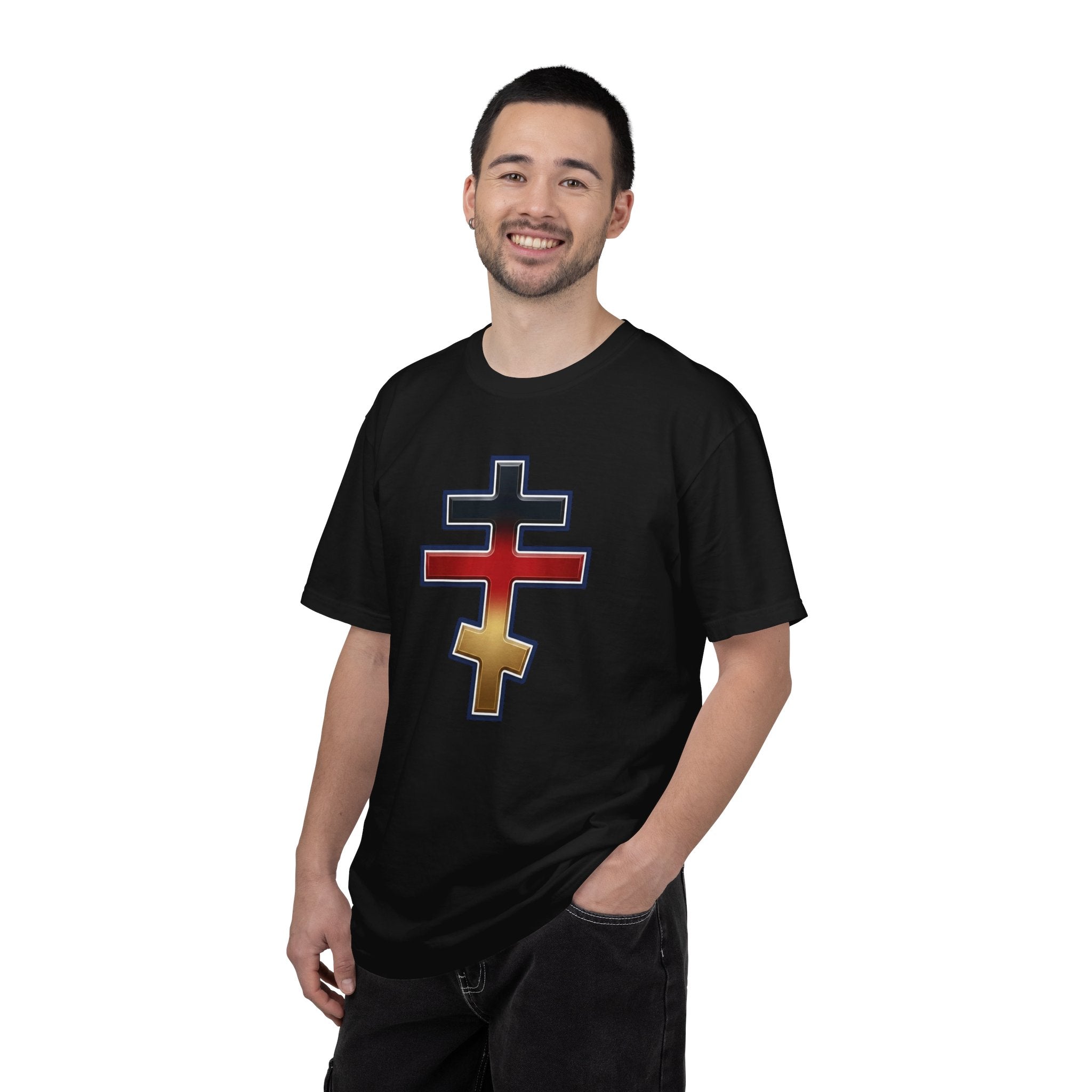 German Orthodox Cross design on a heavyweight garment-dyed t-shirt
