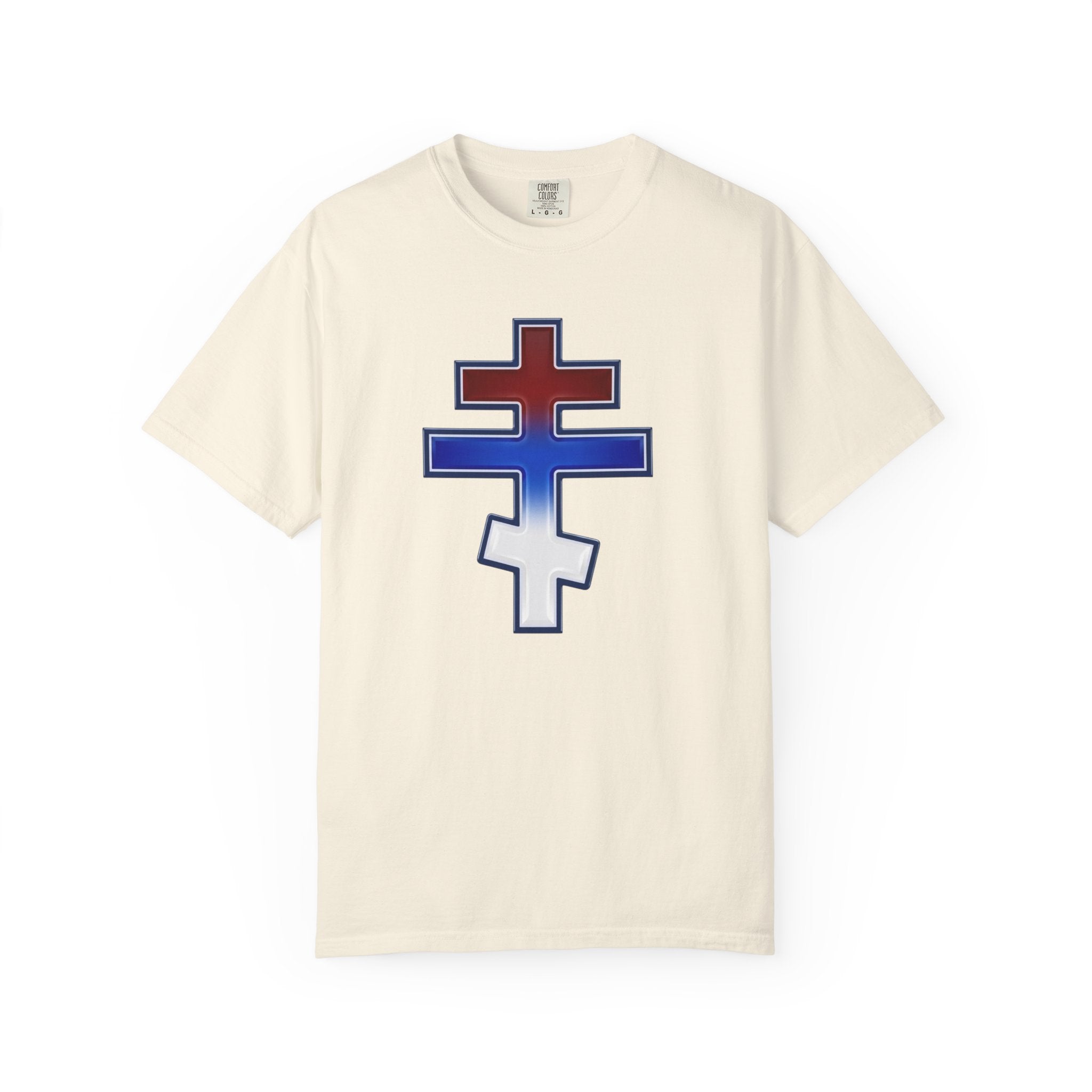 Serbian Orthodox Cross design on a heavyweight garment-dyed t-shirt
