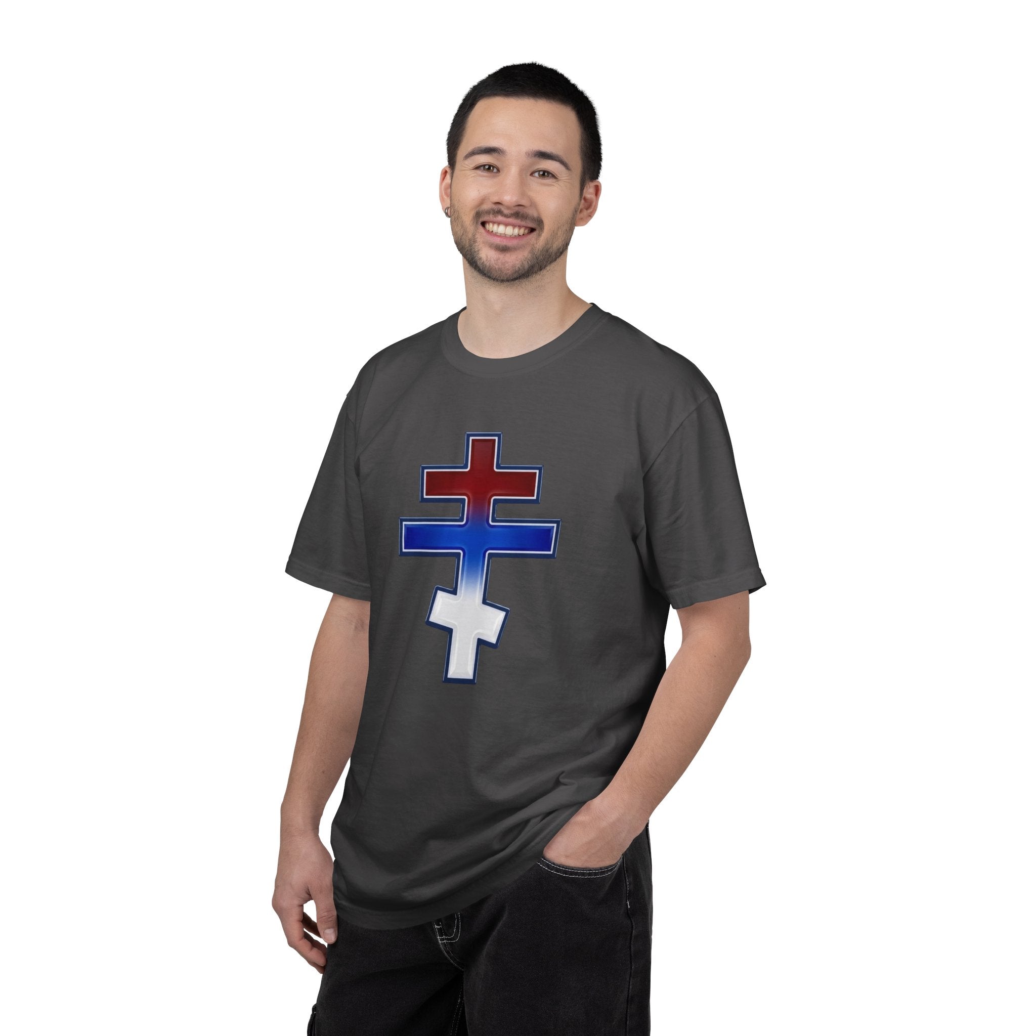 Serbian Orthodox Cross design on a heavyweight garment-dyed t-shirt
