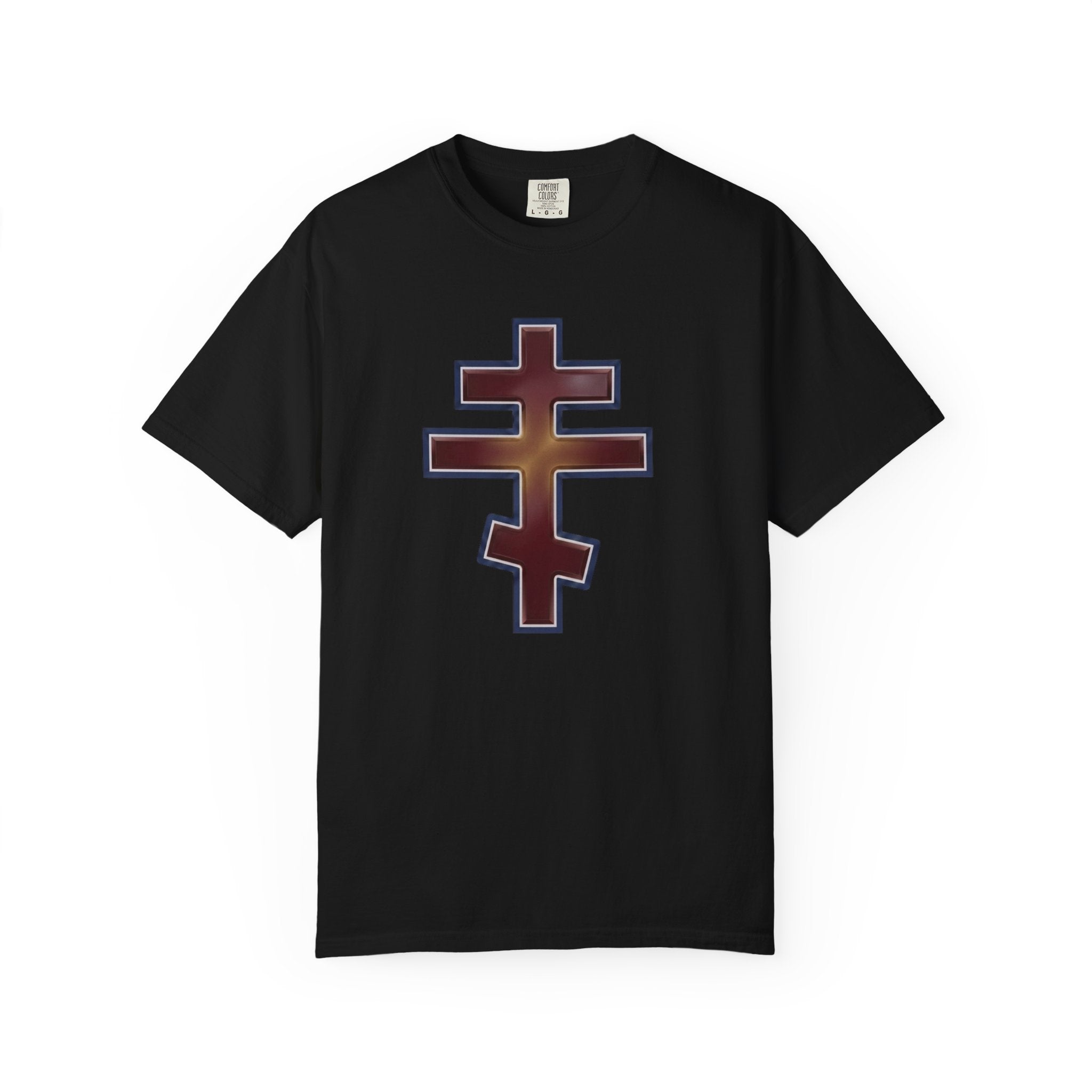 Antiochian Orthodox Cross design on a heavyweight garment-dyed t-shirt