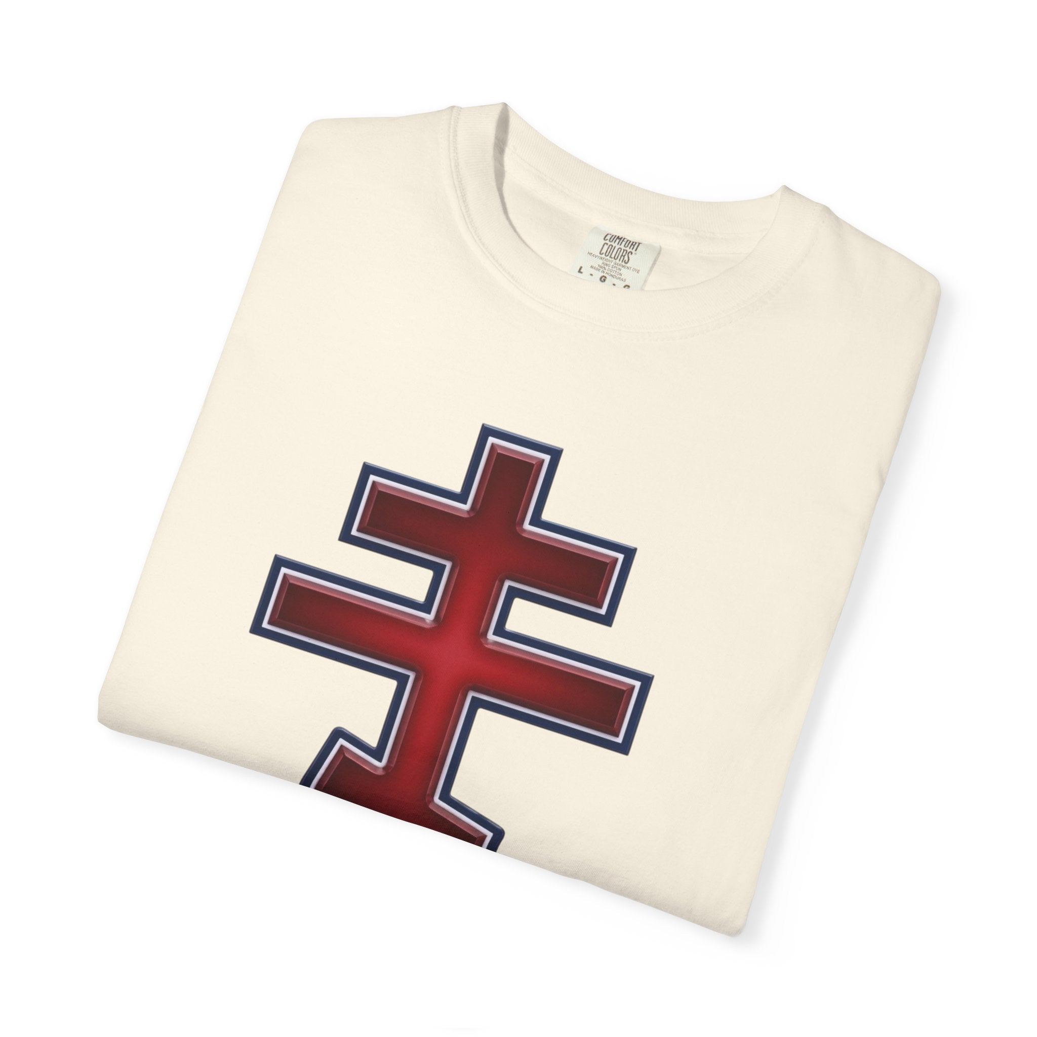 Albanian Orthodox Cross design on a heavyweight garment-dyed t-shirt