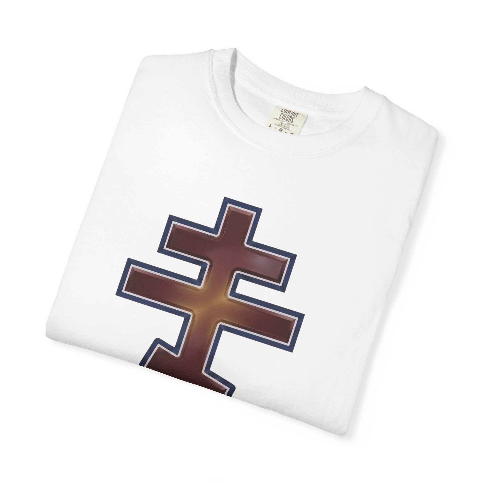 Antiochian Orthodox Cross design on a heavyweight garment-dyed t-shirt