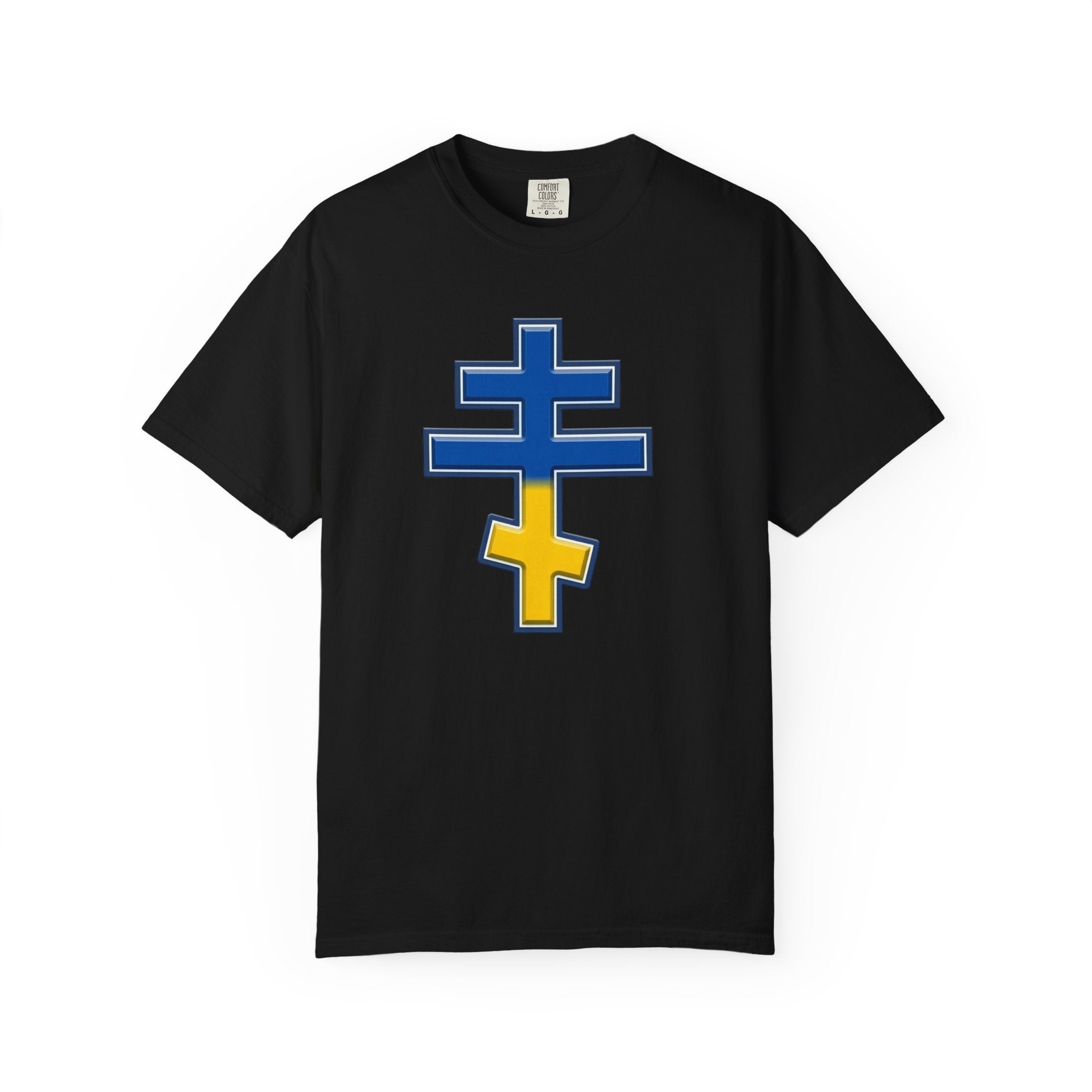 Ukrainian Orthodox Cross design on a heavyweight garment-dyed t-shirt