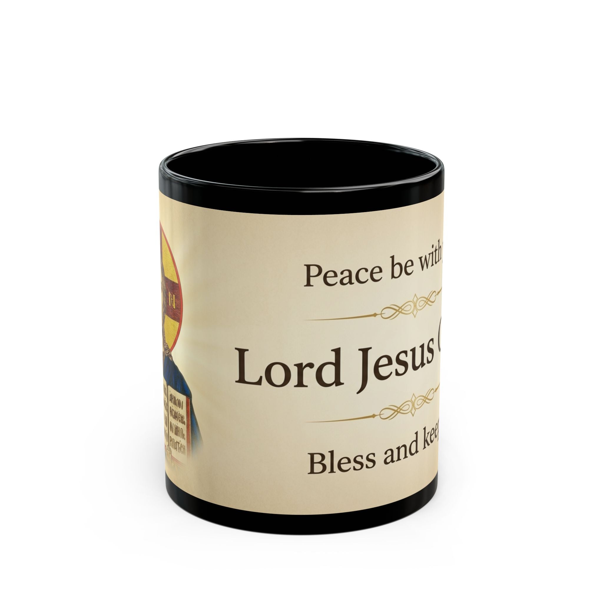 Lord Jesus Christ Blessing Orthodox Christian Black Coffee Mug — Gift for Orthodox Christians