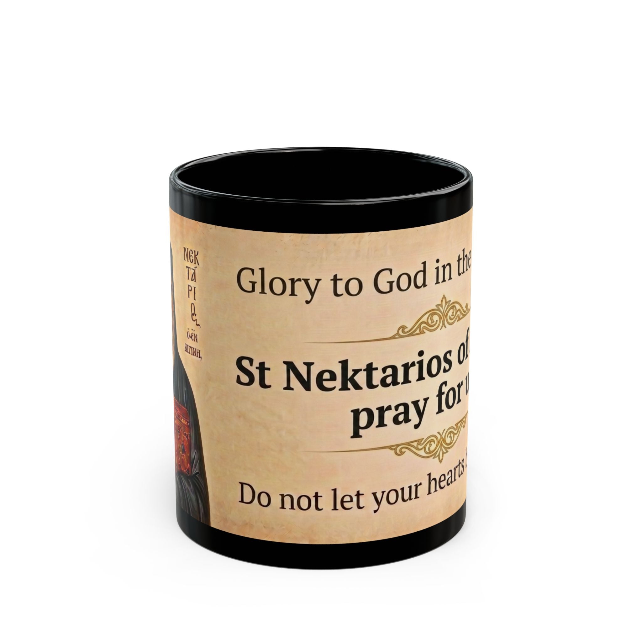 Saint Nektarios of Aegina Orthodox Christian Black Coffee Mug — Orthodox Christian Mug