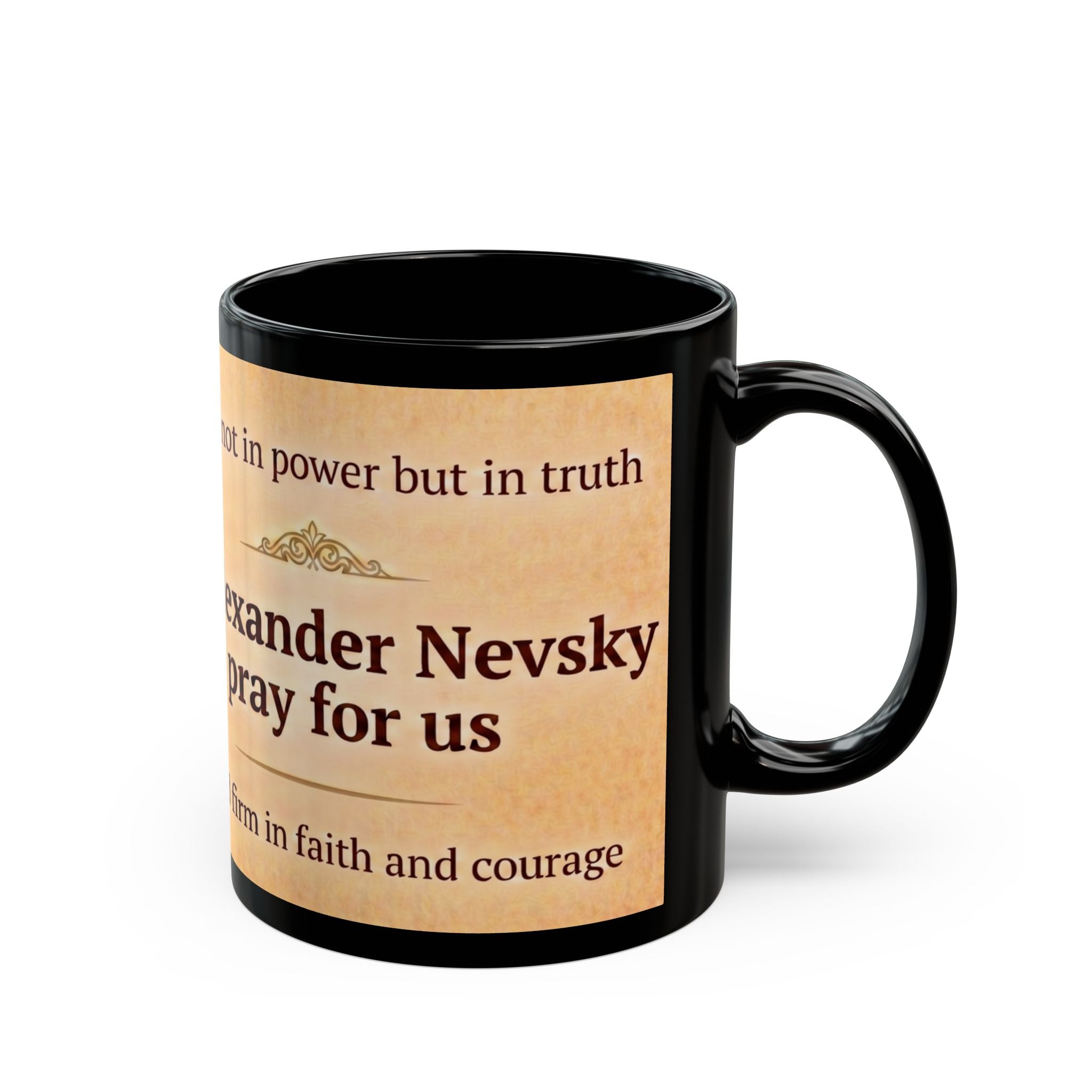 Saint Alexander Nevsky Orthodox Christian Black Coffee Mug — Gift for Orthodox Christians