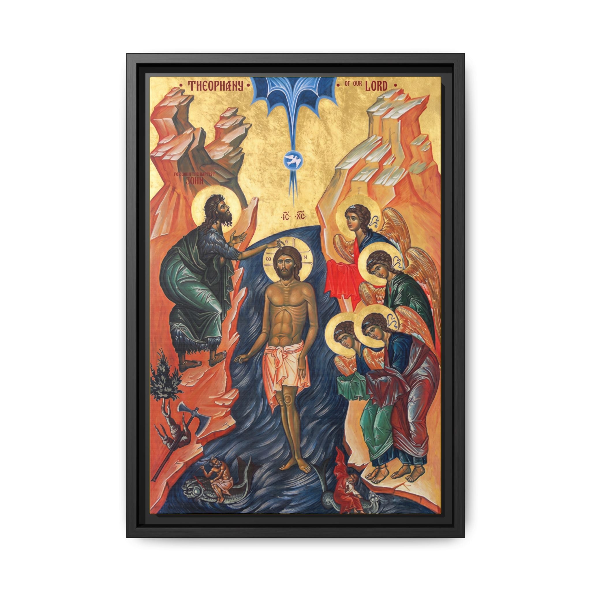 Theophany Baptism of Christ Framed Canvas Icon