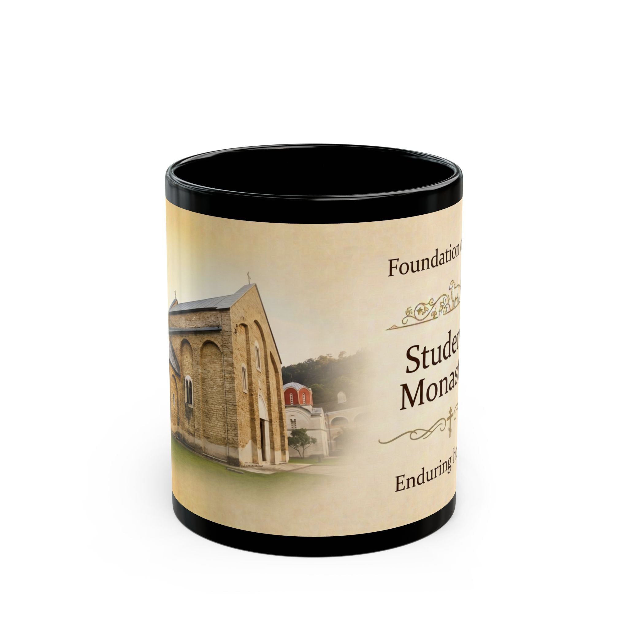 Studenica Monastery Orthodox Christian Black Coffee Mug — Orthodox Christian Mug