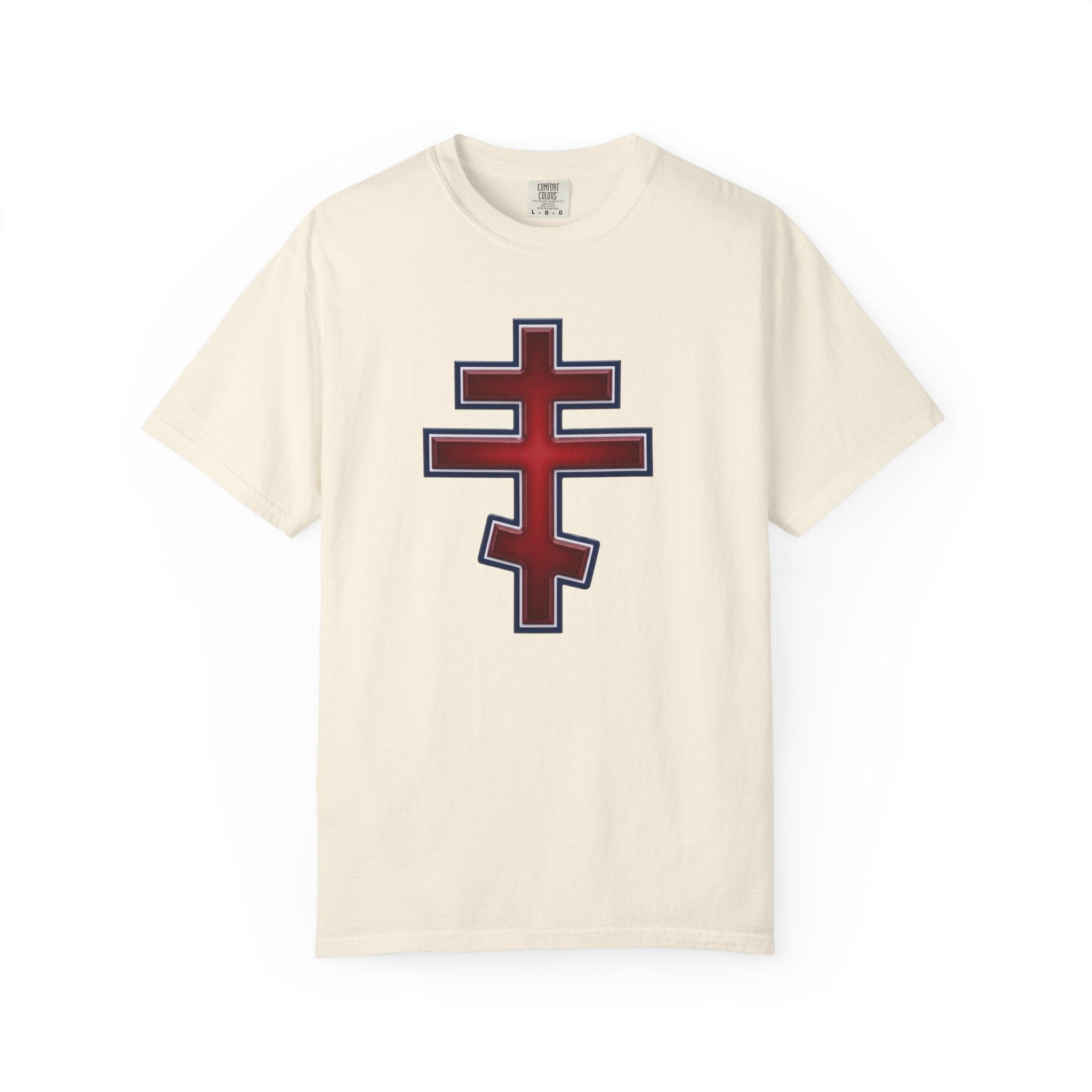 Albanian Orthodox Cross design on a heavyweight garment-dyed t-shirt