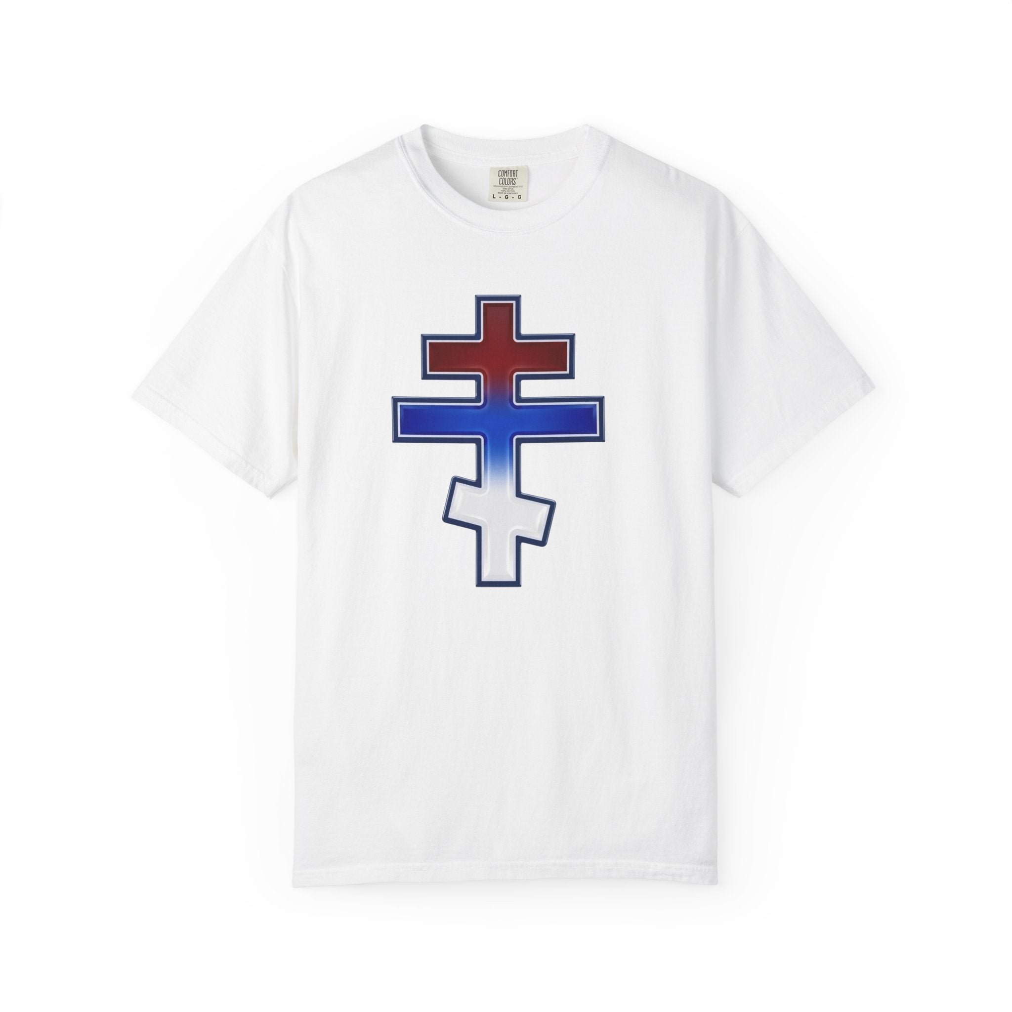 Serbian Orthodox Cross design on a heavyweight garment-dyed t-shirt