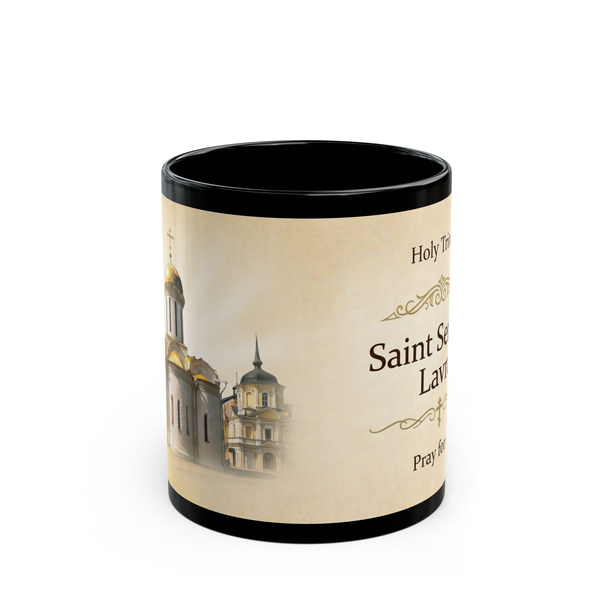 Trinity Lavra of Saint Sergius Orthodox Christian Black Coffee Mug — Orthodox Coffee Mug