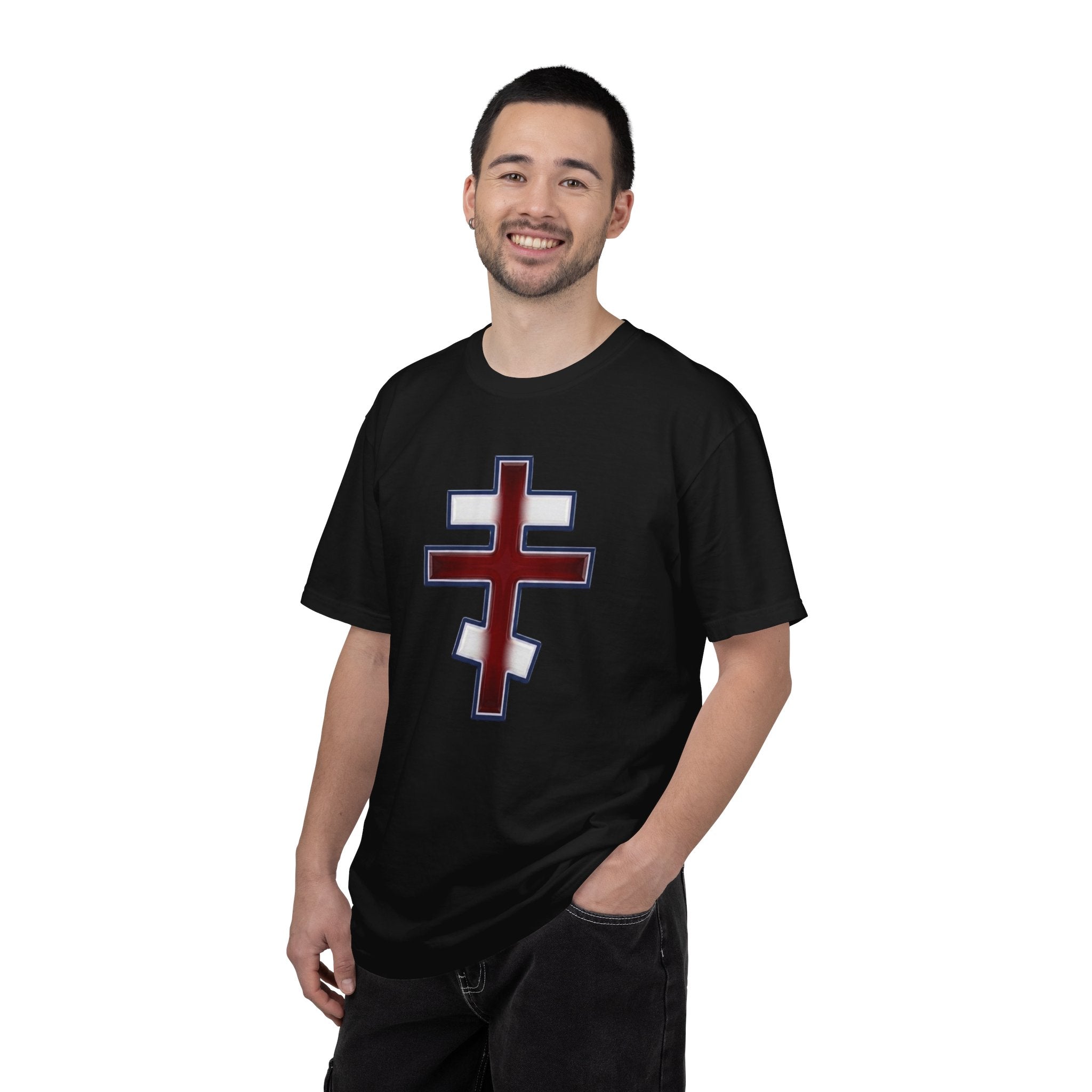 United Kingdom Orthodox Cross design on a heavyweight garment-dyed t-shirt