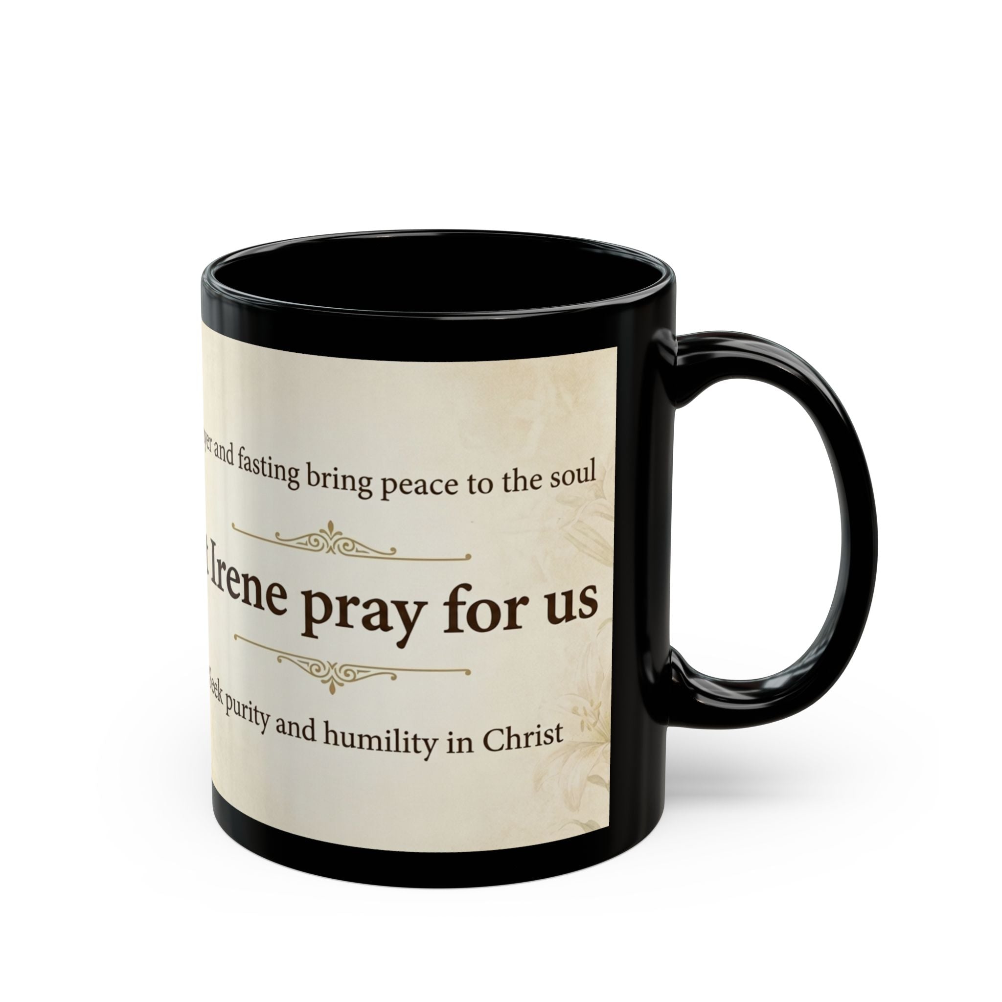 Saint Irene Chrysovalantou Orthodox Christian Black Coffee Mug — Gift for Orthodox Christians