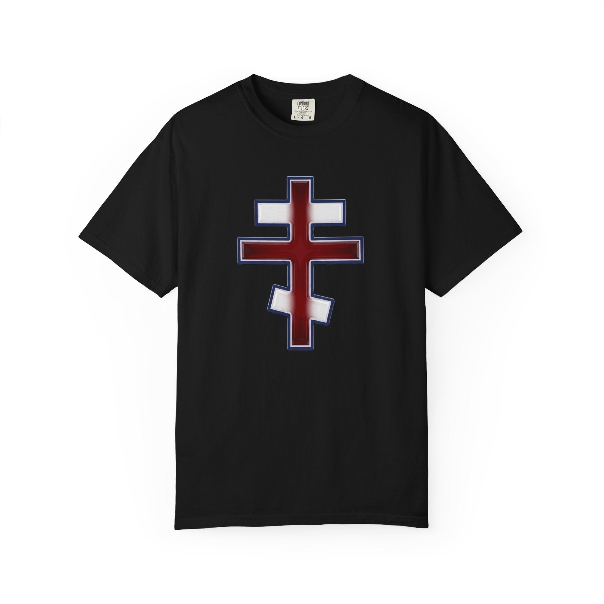 United Kingdom Orthodox Cross design on a heavyweight garment-dyed t-shirt