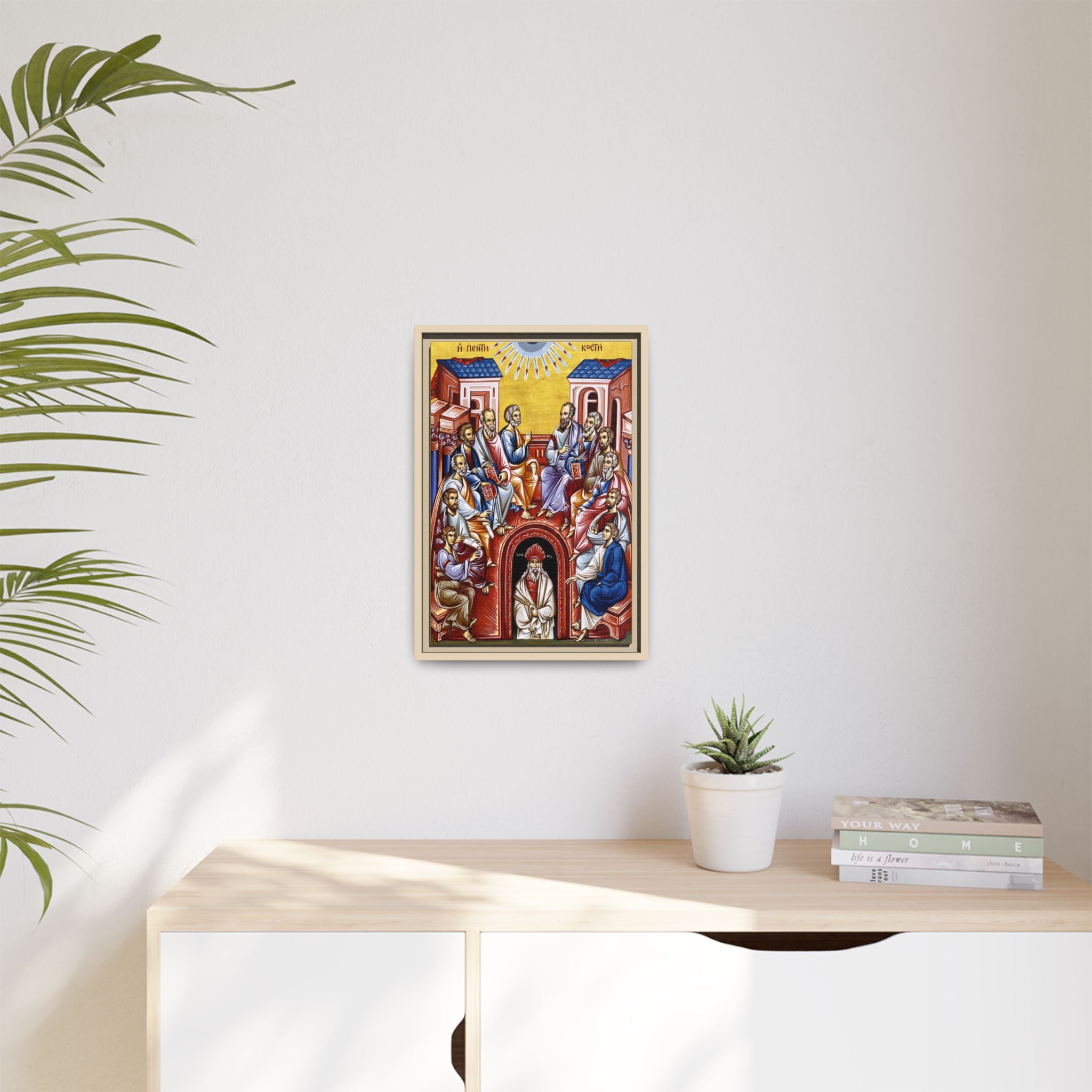 Pentecost Descent of Holy Spirit Framed Canvas Icon