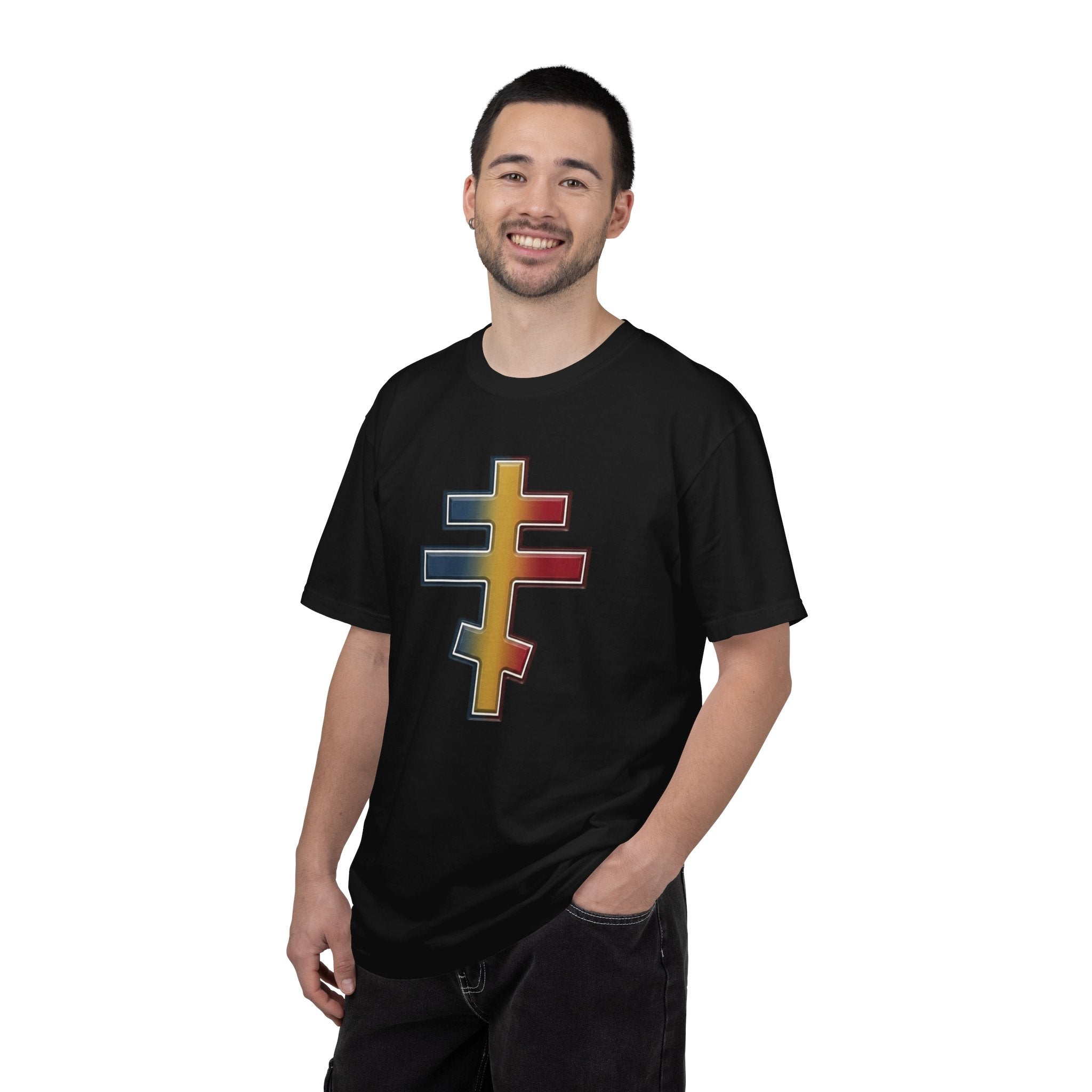 Moldovan Orthodox Cross design on a heavyweight garment-dyed t-shirt