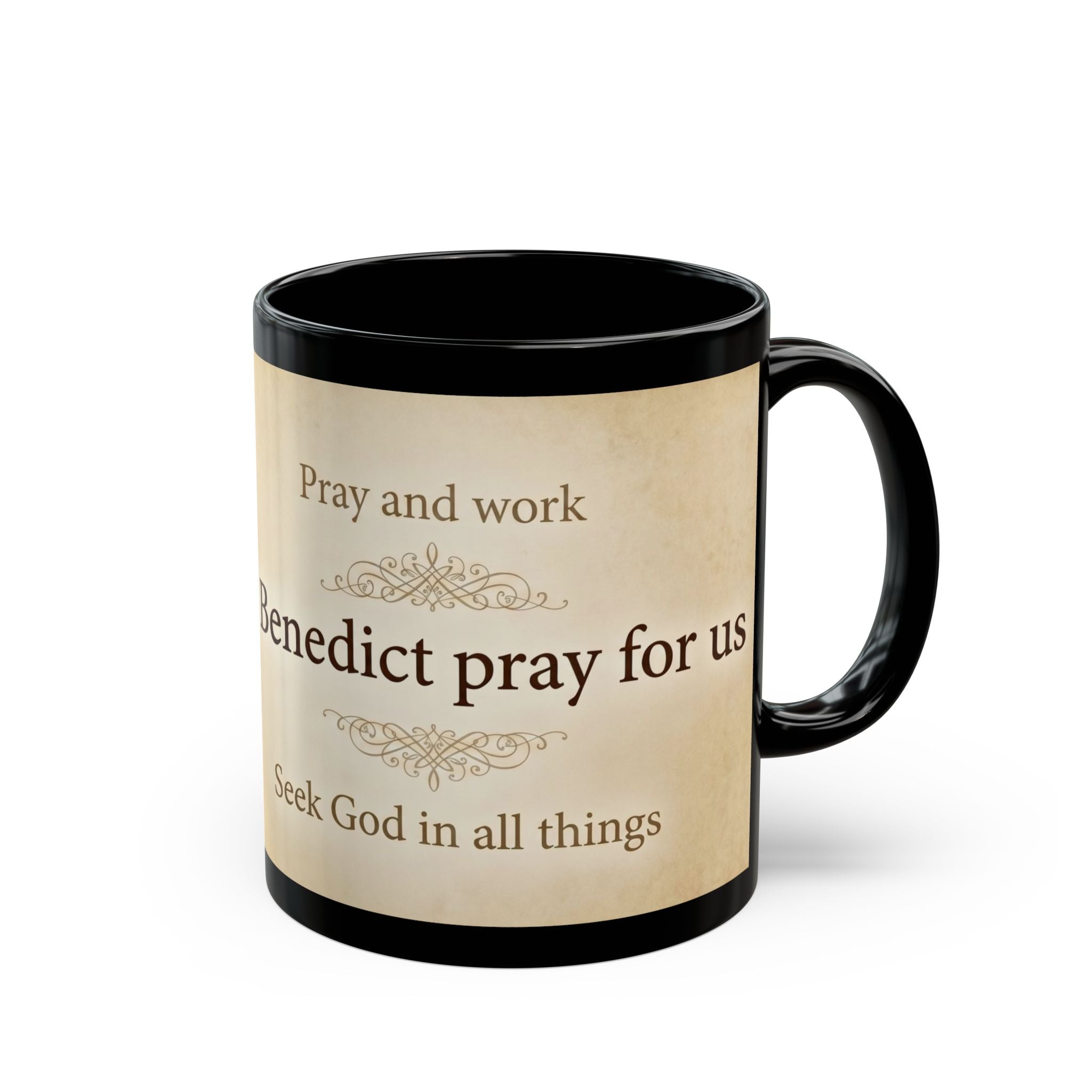 Saint Benedict of Nursia Orthodox Christian Black Coffee Mug — Christian Coffee Mug