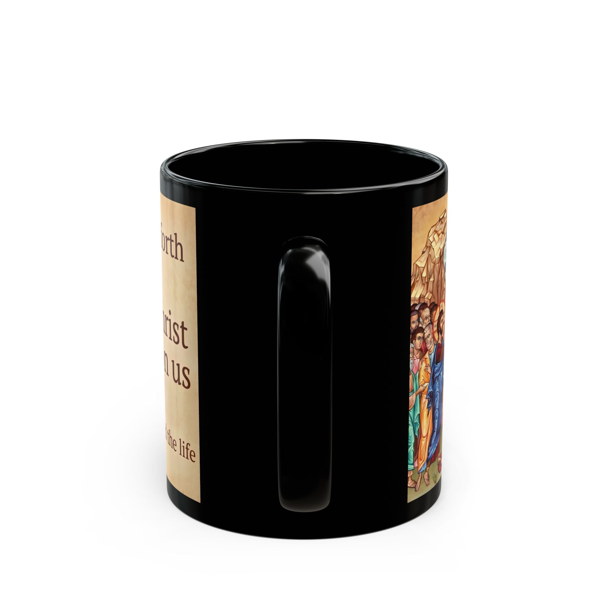 The Raising of Lazarus Black Coffee Mug