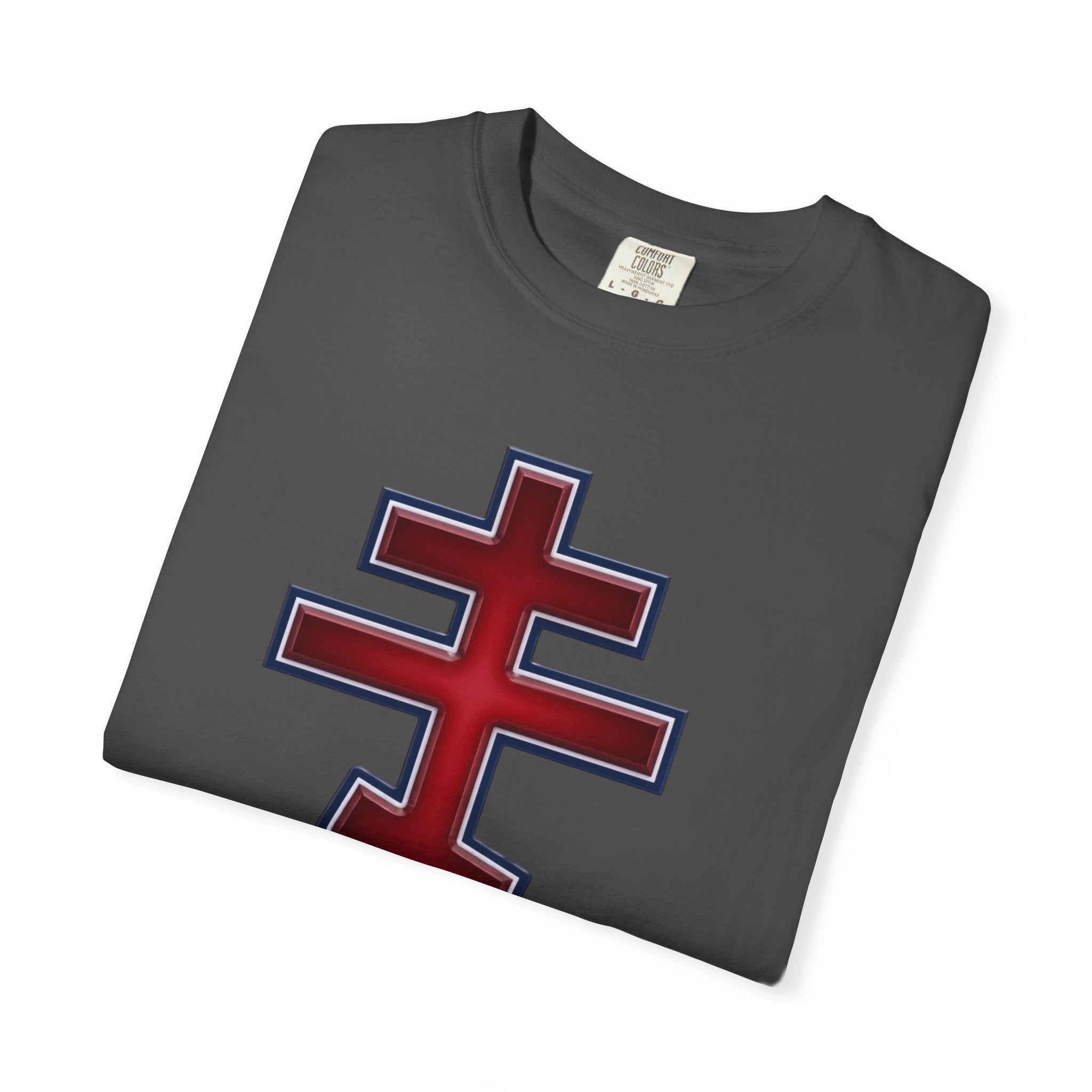 Albanian Orthodox Cross design on a heavyweight garment-dyed t-shirt
