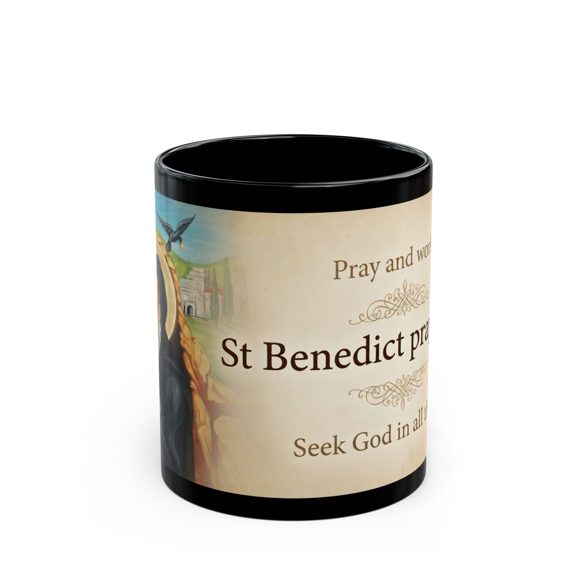 Saint Benedict of Nursia Orthodox Christian Black Coffee Mug — Orthodox Christian Mug