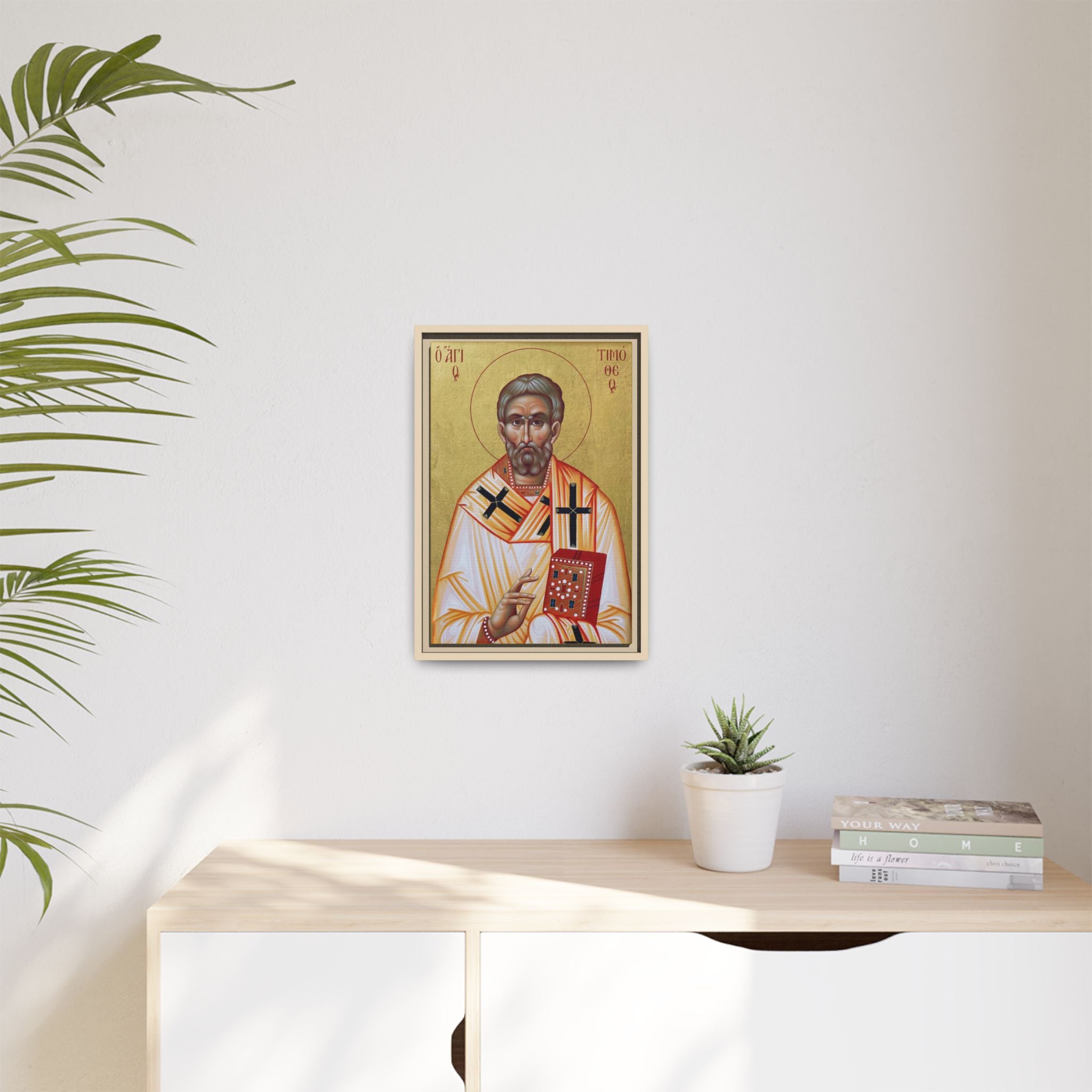 Framed canvas icon of Saint Timothy the Apostle, traditional Orthodox Christian artwork